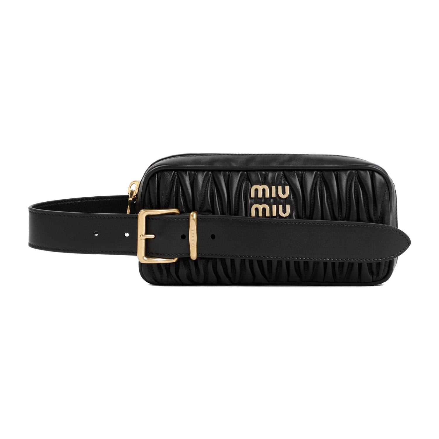 Miu Miu Logo-lettering Zipped Clutch Bag In Nero