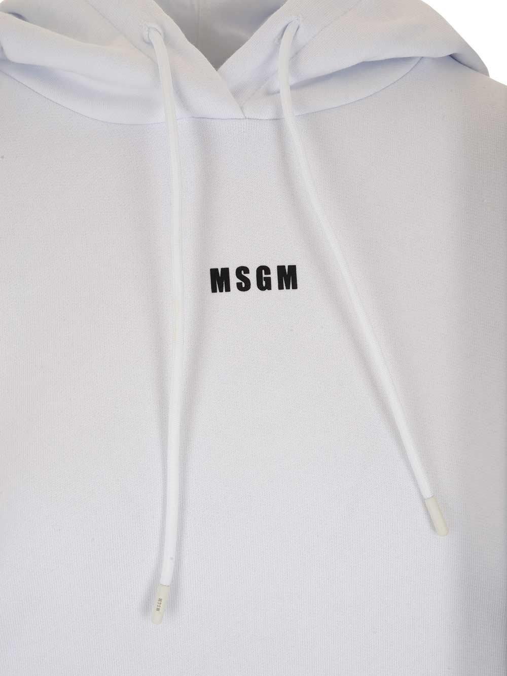 Shop Msgm Logo Printed Hoodie In White