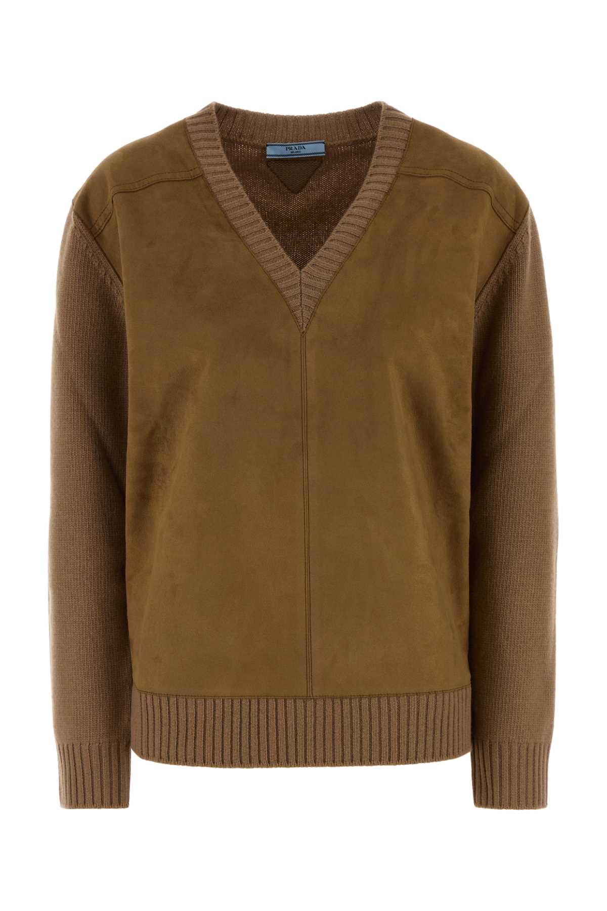 Prada Wool And Cashmere Sweater In Brown
