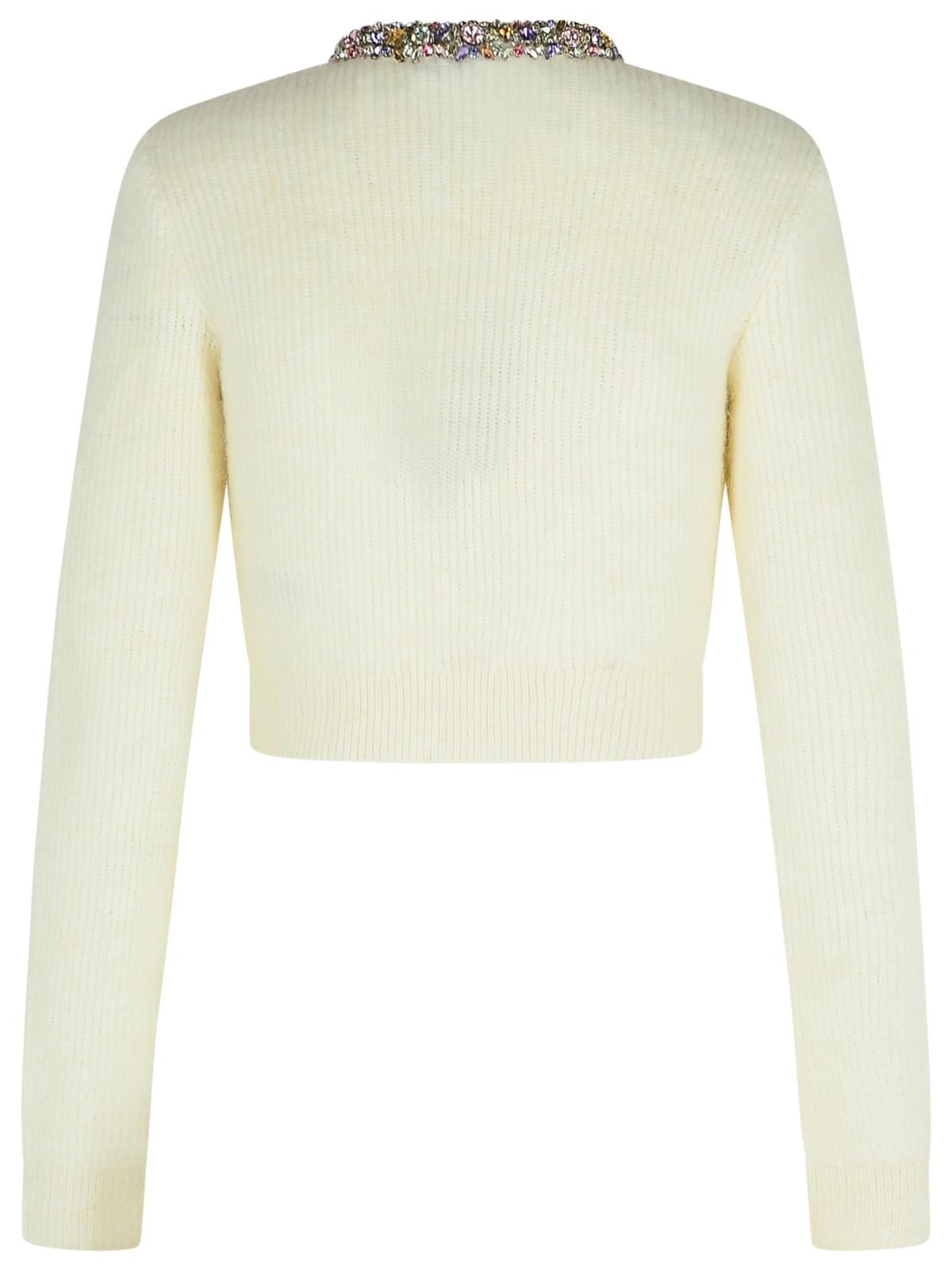 Self-portrait Cream Alpaca Blend Cardigan In White