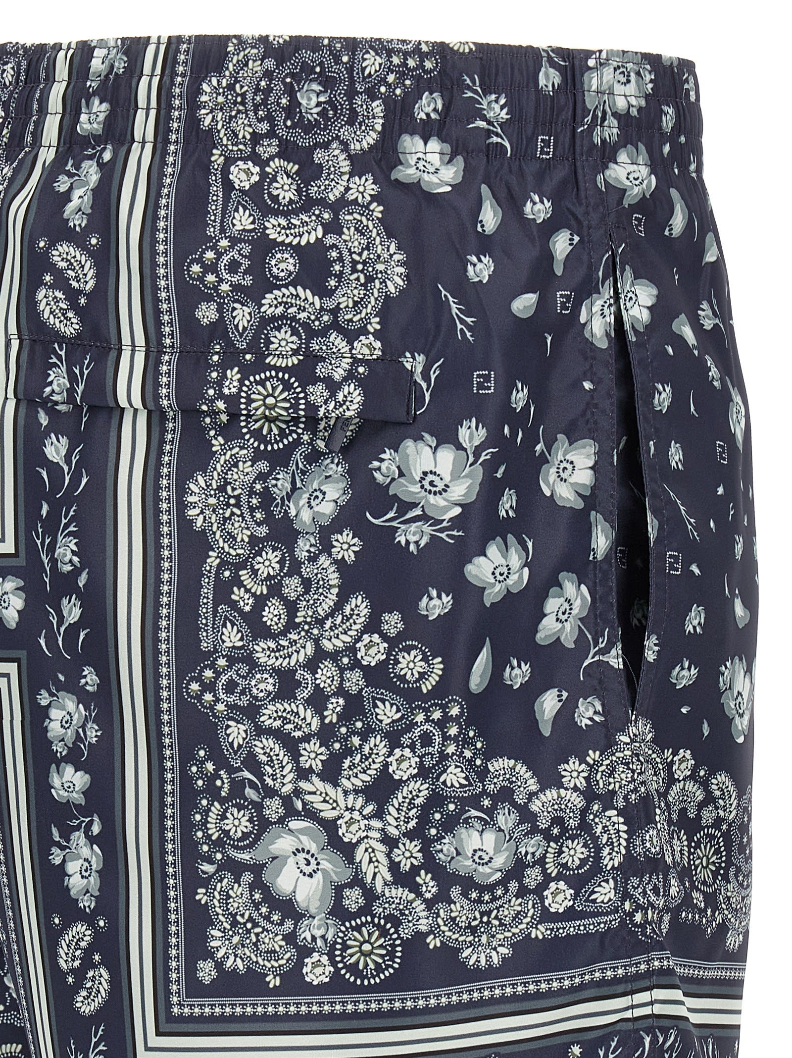 Fendi Bandana Print Swimsuit With Elastic Waistband In Blue
