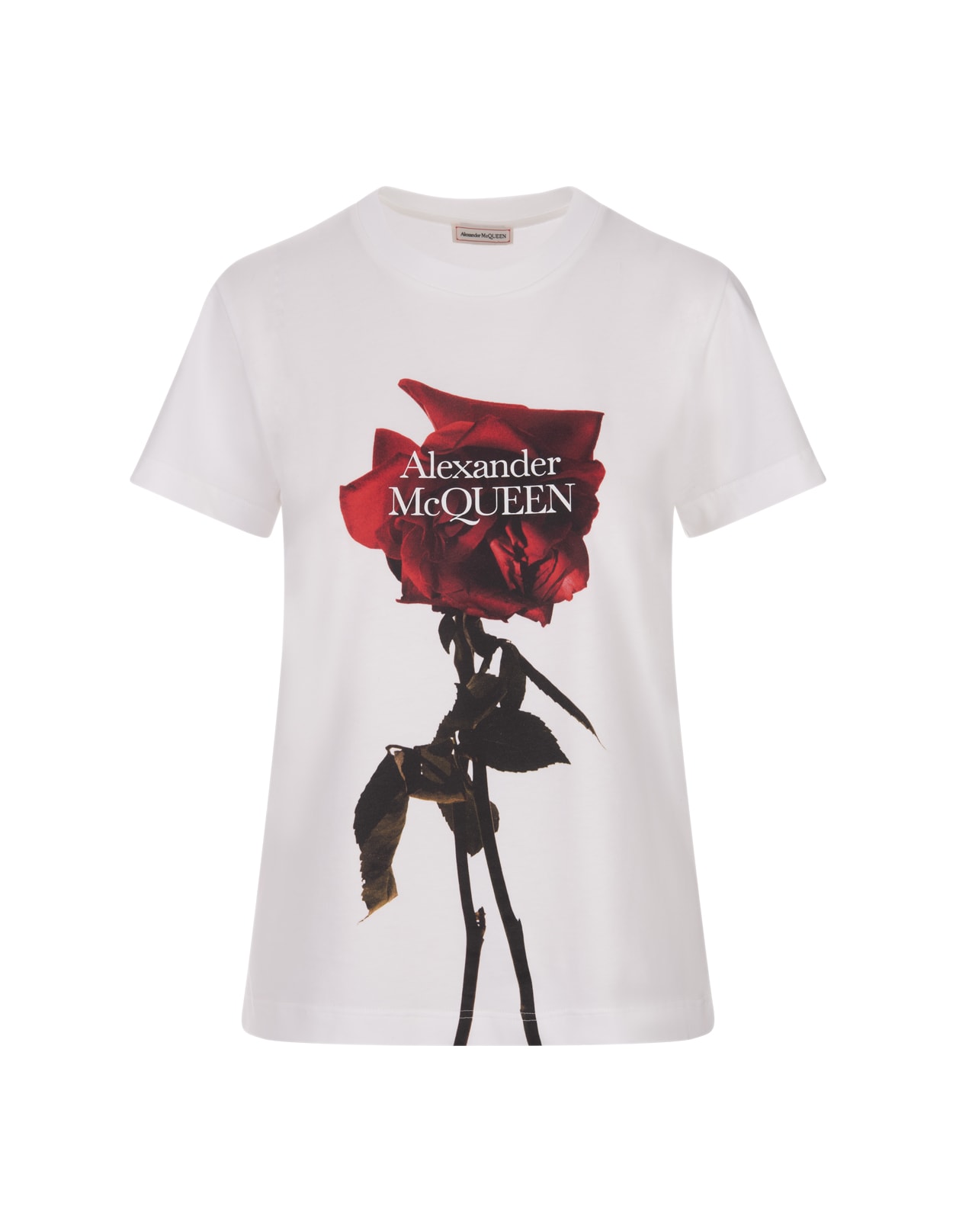 Alexander Mcqueen Shadow Rose T-shirt In White