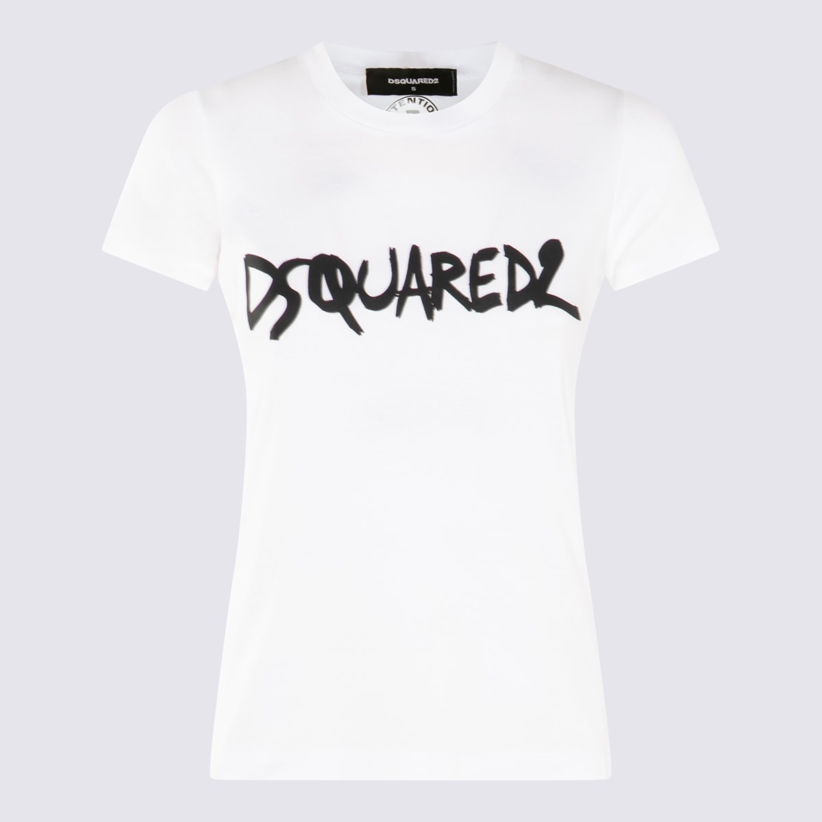 Dsquared2 White And Black Cotton T-shirt