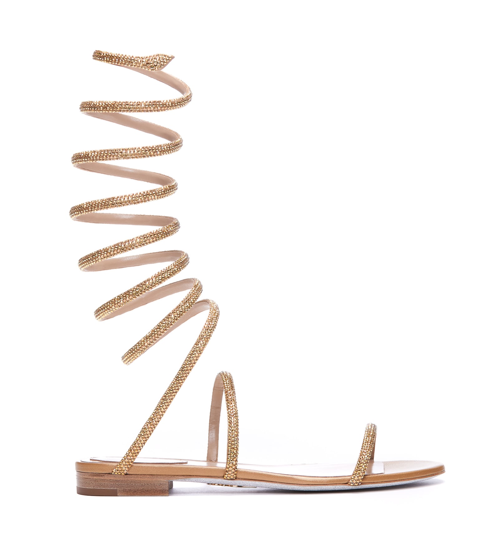 Shop René Caovilla Flat Sandals In Golden