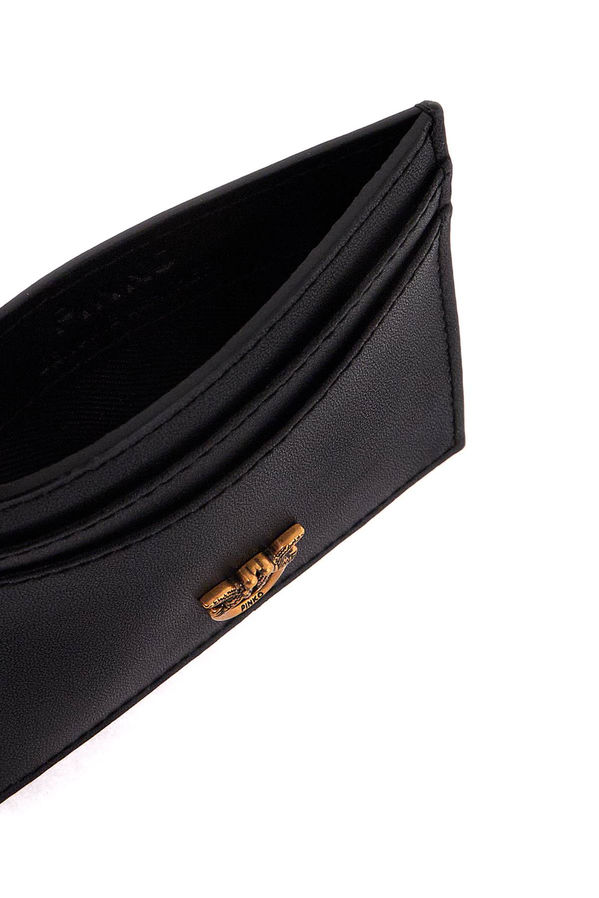 Shop Pinko Love Birds Card Holder In Nero-antique Gold (black)