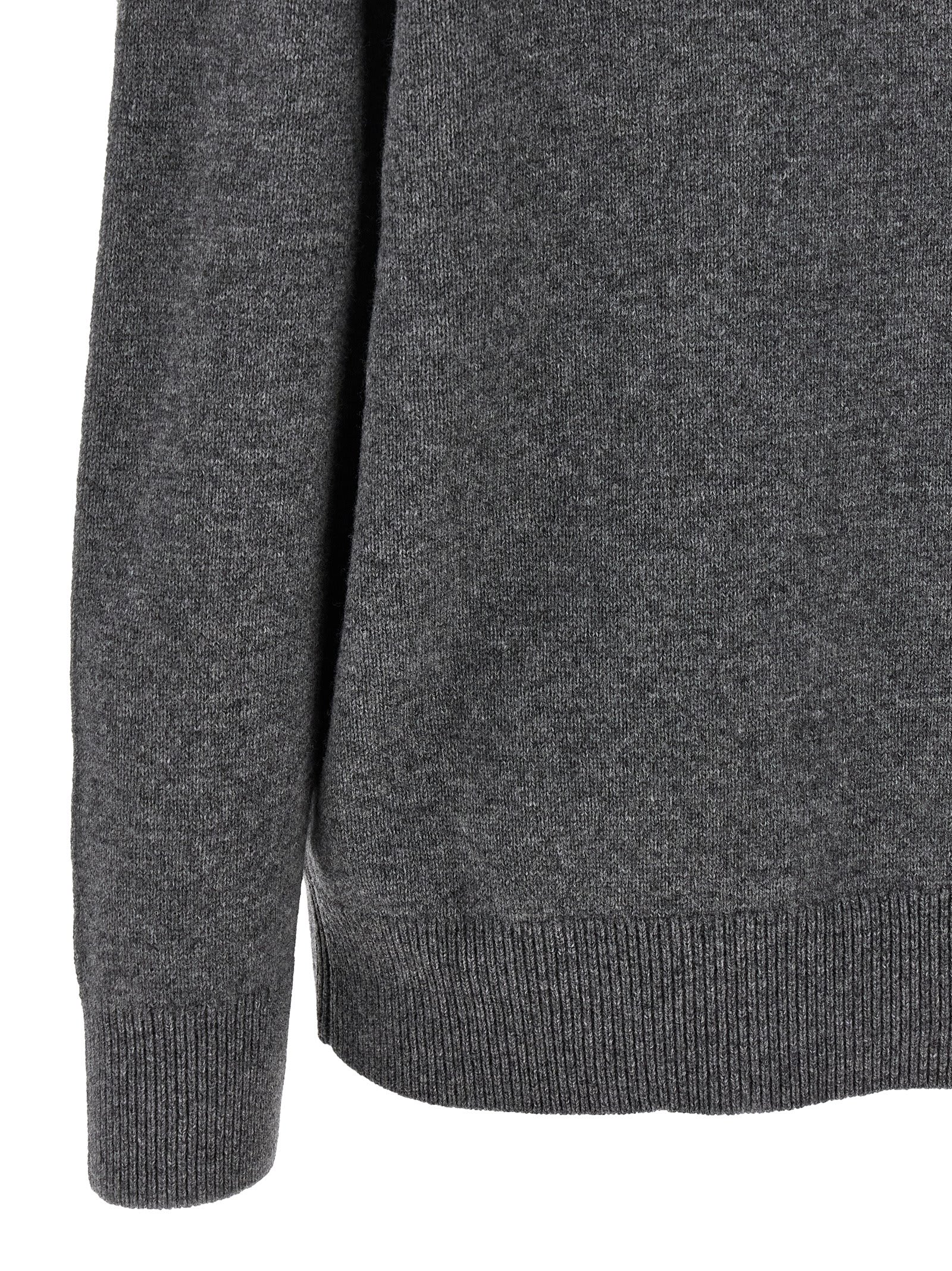 Jil Sander V-neck Long Sleeve Cashmere Knit Sweater In Gray