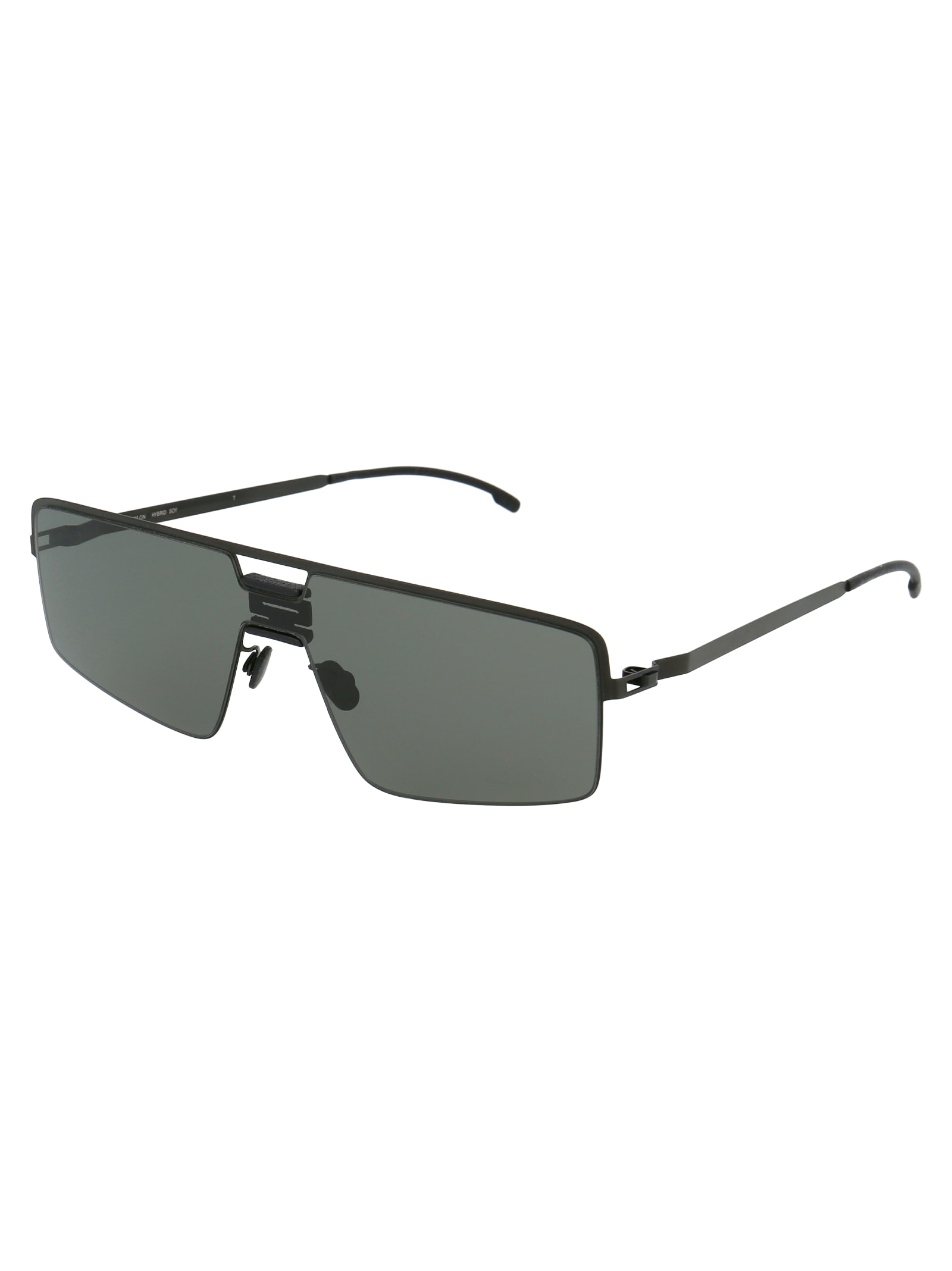 Shop Mykita Soy Sunglasses In 243 Mh1 Black/pitch Black Darkgrey Solid Shiel