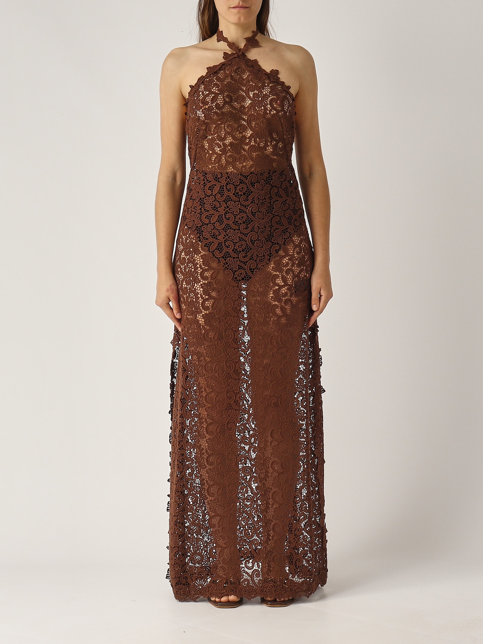Ermanno Scervino Cotone Dress In Brown
