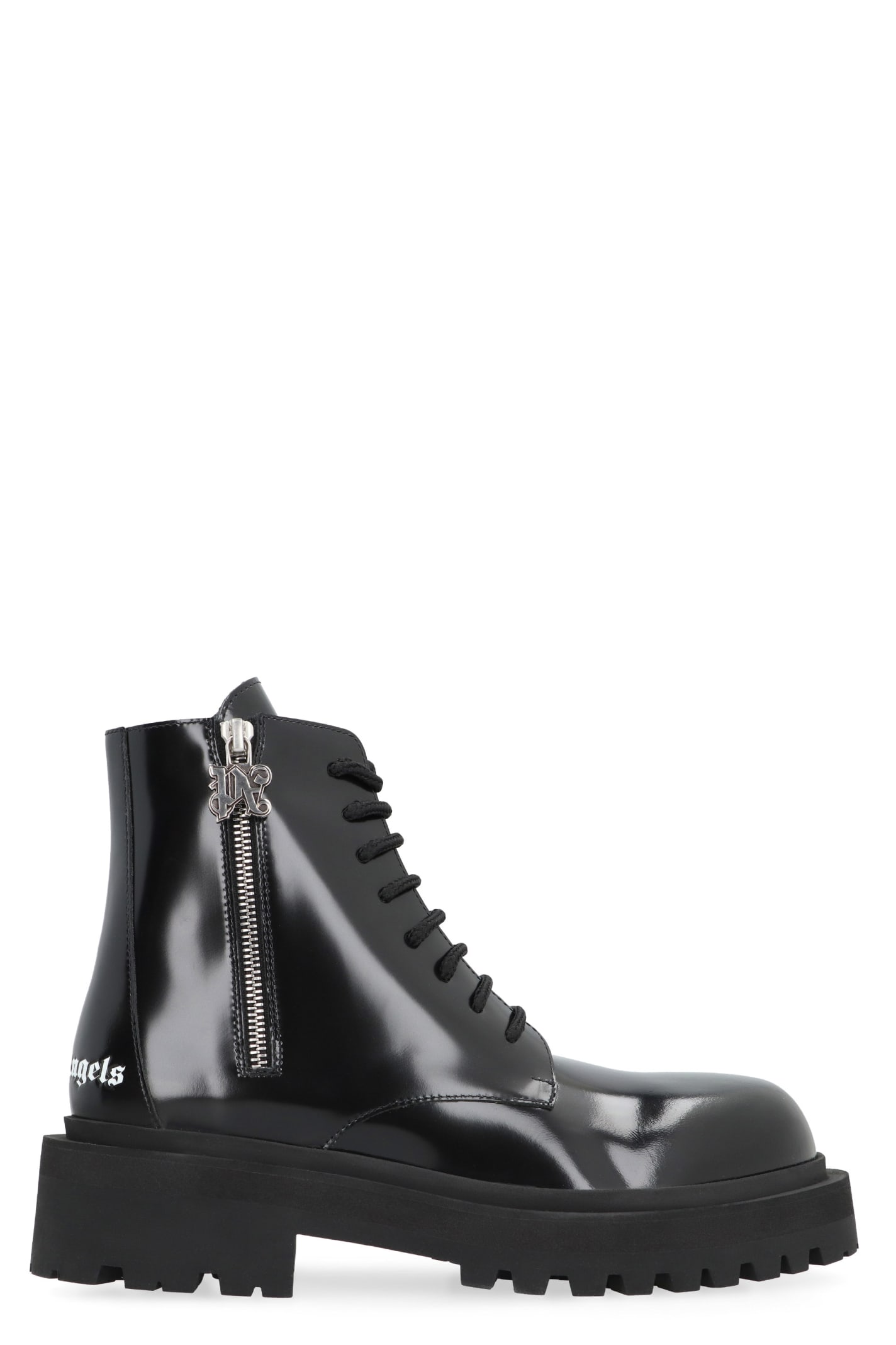 Shop Palm Angels Leather Lace-up Boots In Black