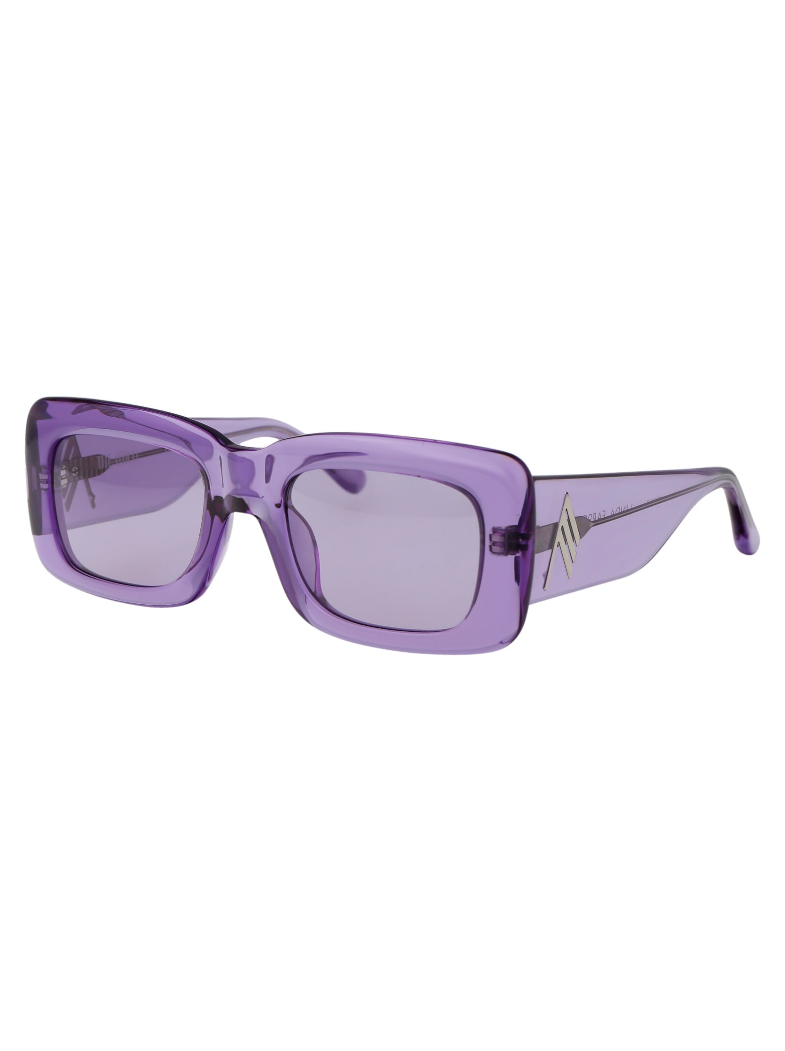 Shop Attico Marfa Sunglasses In 25 Purple Silver Purple