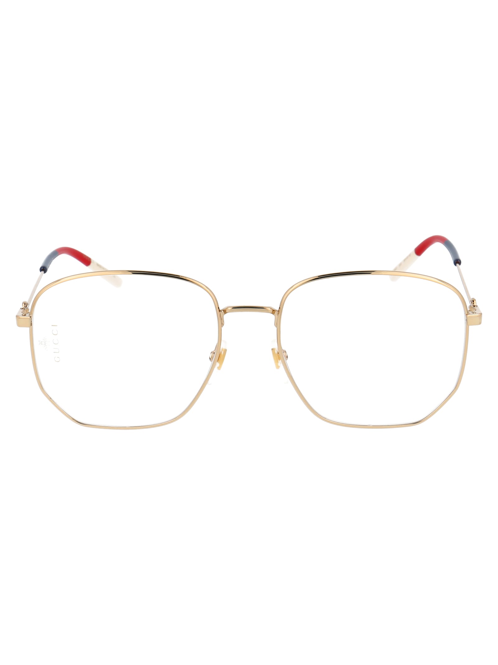 Shop Gucci Gg0396o Glasses In 002 Gold Gold Transparent