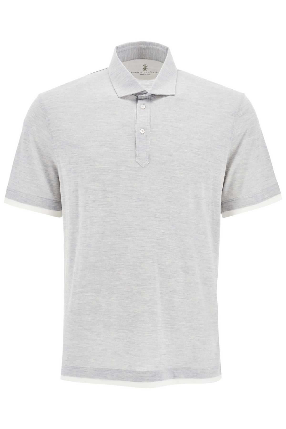 Shop Brunello Cucinelli Silk And Cotton Polo Shirt With Double Edges In Perla+off White (grey)