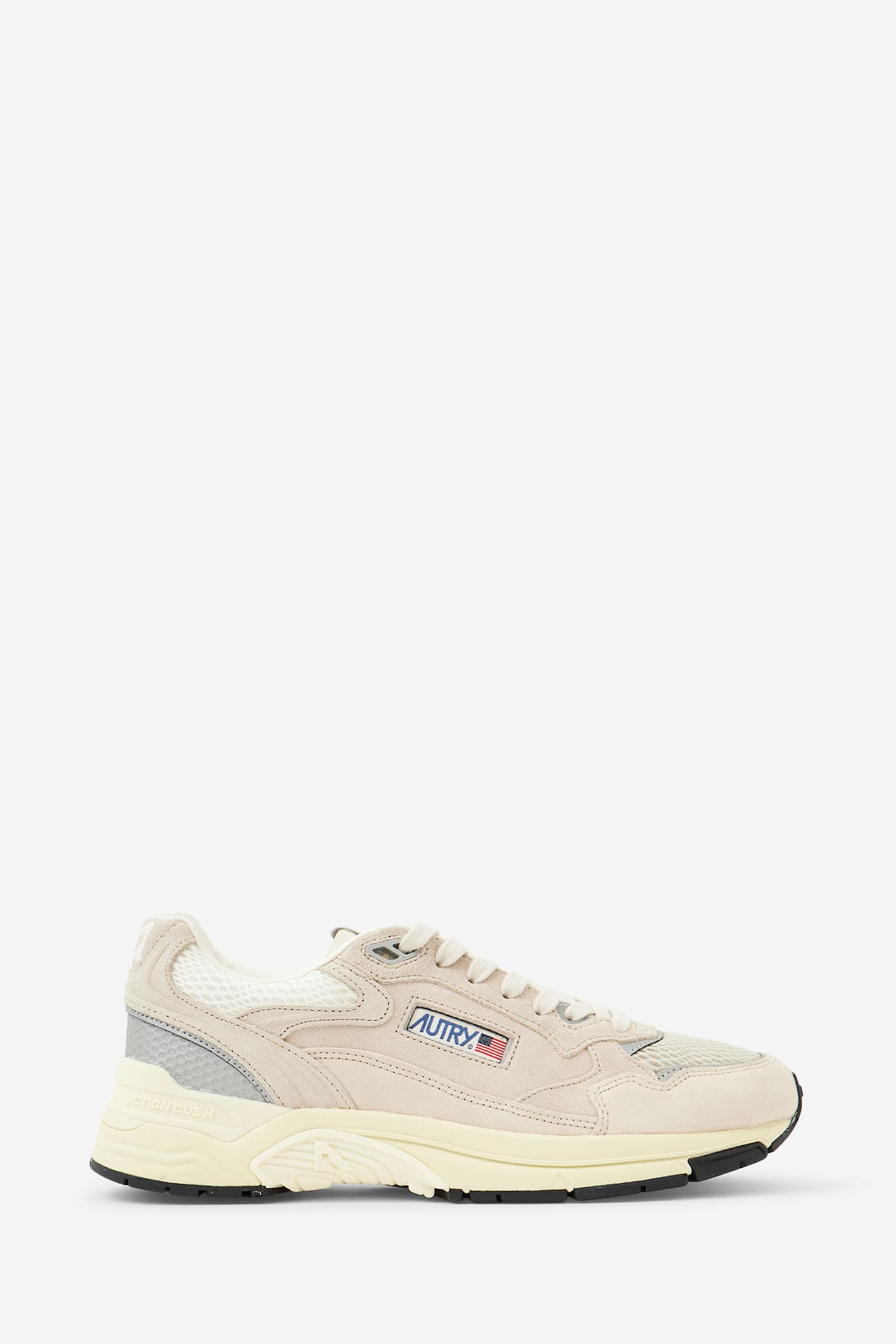Autry Classic Leather And Mesh Panel Sneakers In Neutral