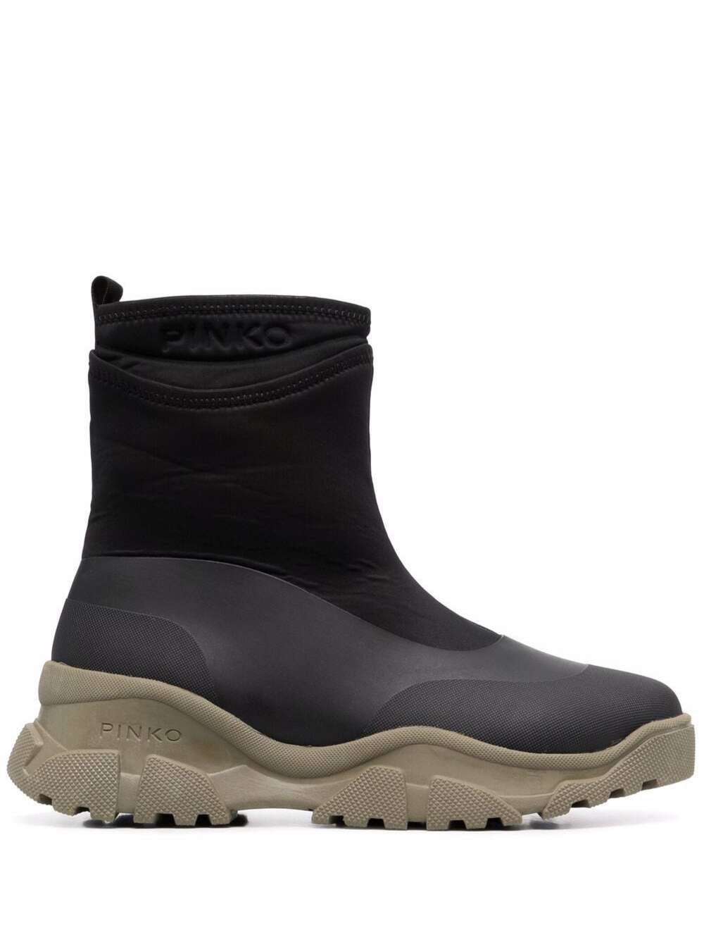 Pinko Trek Rubberized Fabric Boots With Embossed Logo