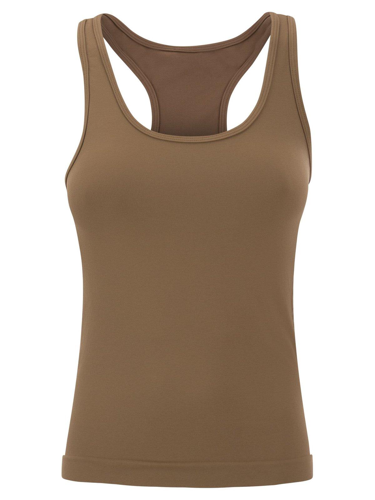 Shop 's Max Mara Logo Detailed Stretched Tank Top In Beige