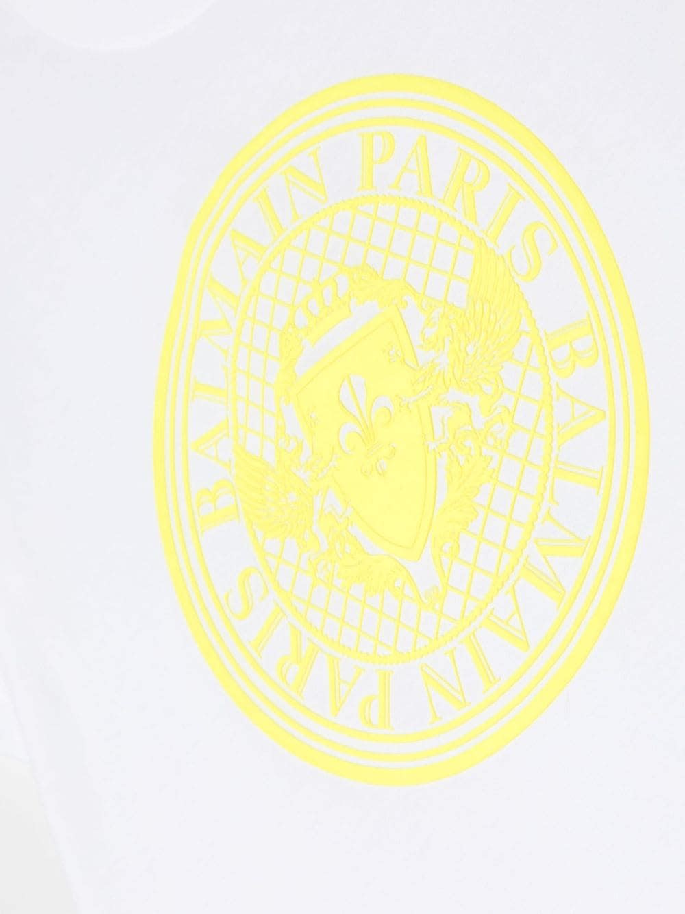 Shop Balmain White T-shirt With Rubberized Logo