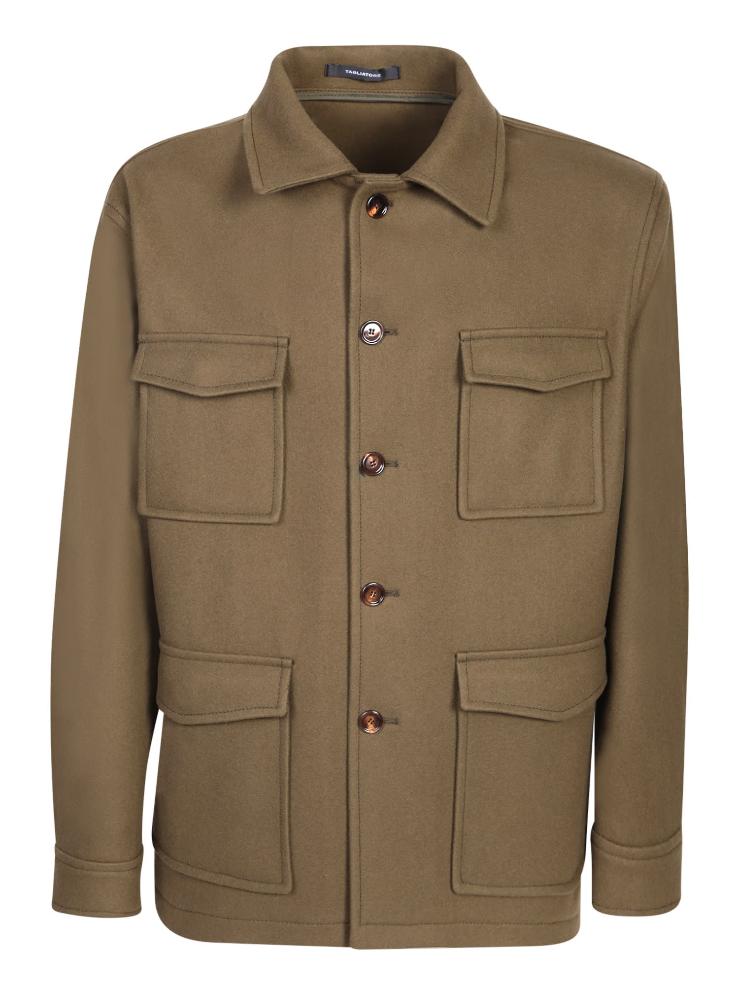 Shop Tagliatore Multi-pockets Black Jacket In Green