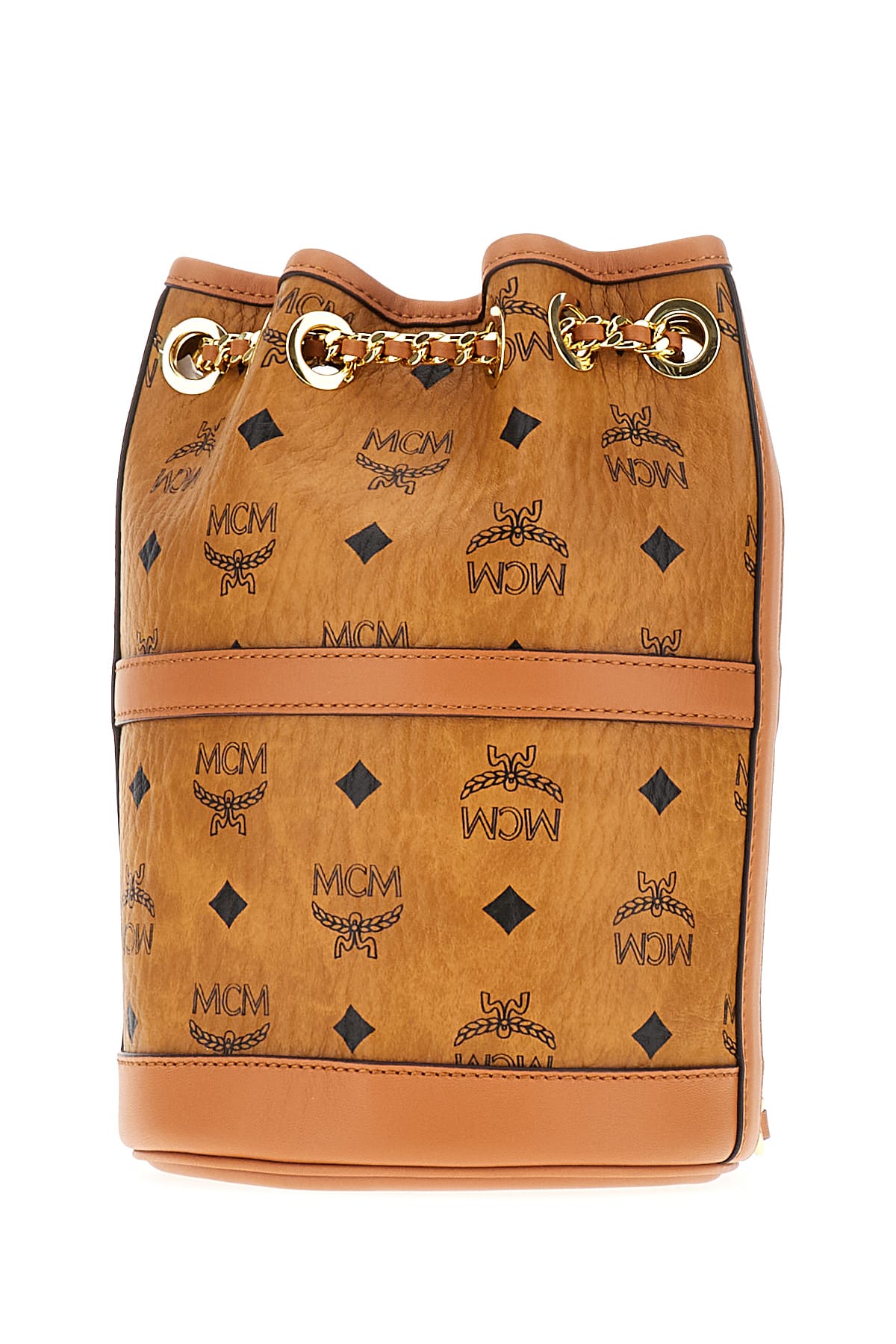 Mcm Printed Synthetic Leather Aren Chain Bucket Bag In Co