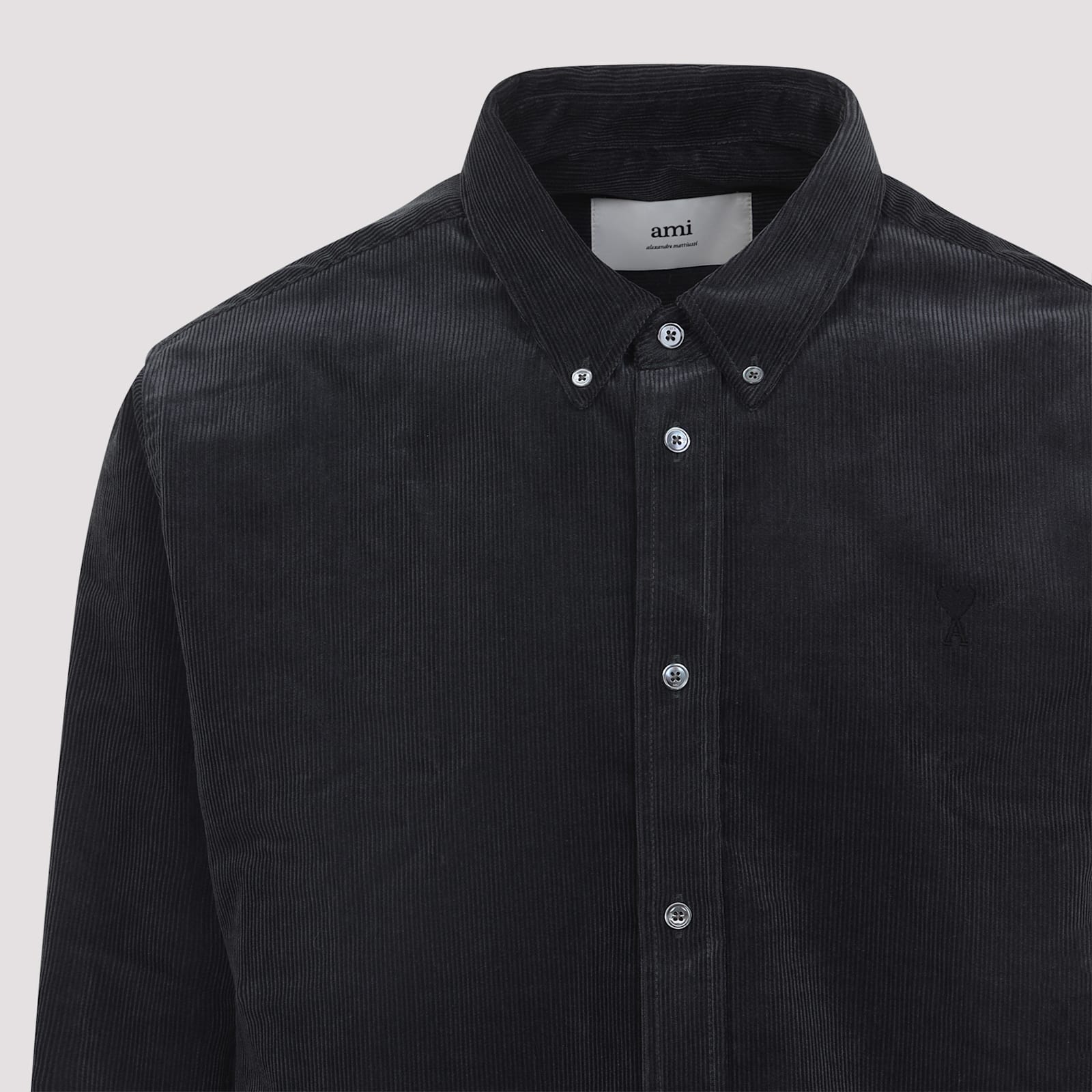 Ami Alexandre Mattiussi Black Cotton Shirt With Classic Button-down Collar In Black