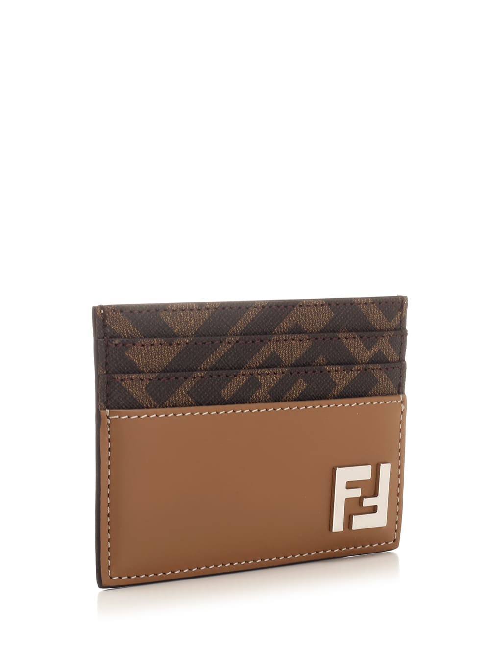 Shop Fendi Ff Squared Card Holder In Sand Tbmr