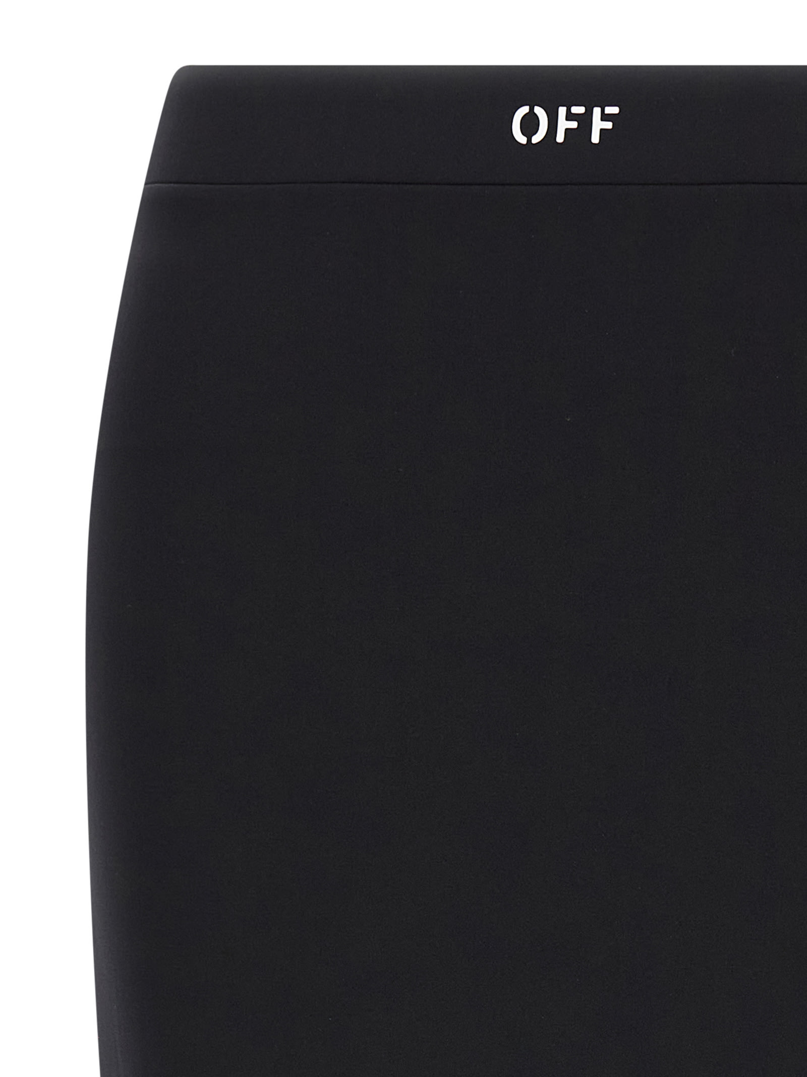 Off-white Fitted Midi Skirt In Stretch Technical Fabric With Front Logo Detail In Black