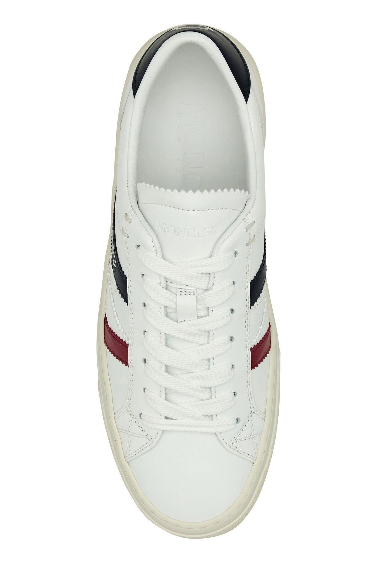 Shop Moncler White Leather Monaco 2 Sneakers