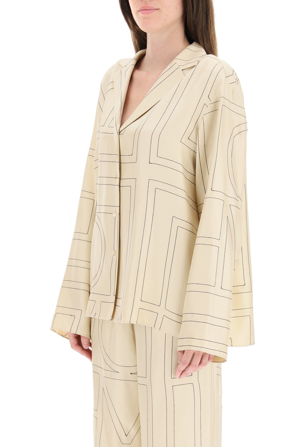 Shop Totême Silk Twill Pajama Shirt In Neutro