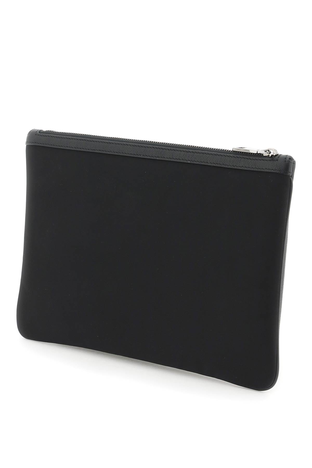 Shop Dolce & Gabbana Leather &amp; Nylon Pouch In Nero