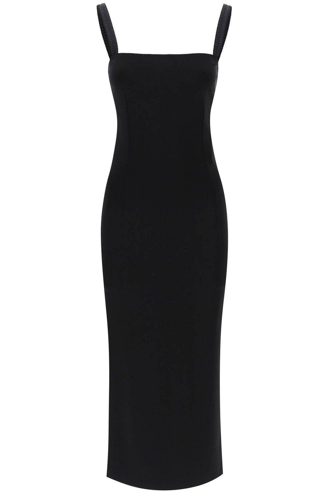 Shop Dolce & Gabbana Jersey Milano Rib Sheath Dress In Black