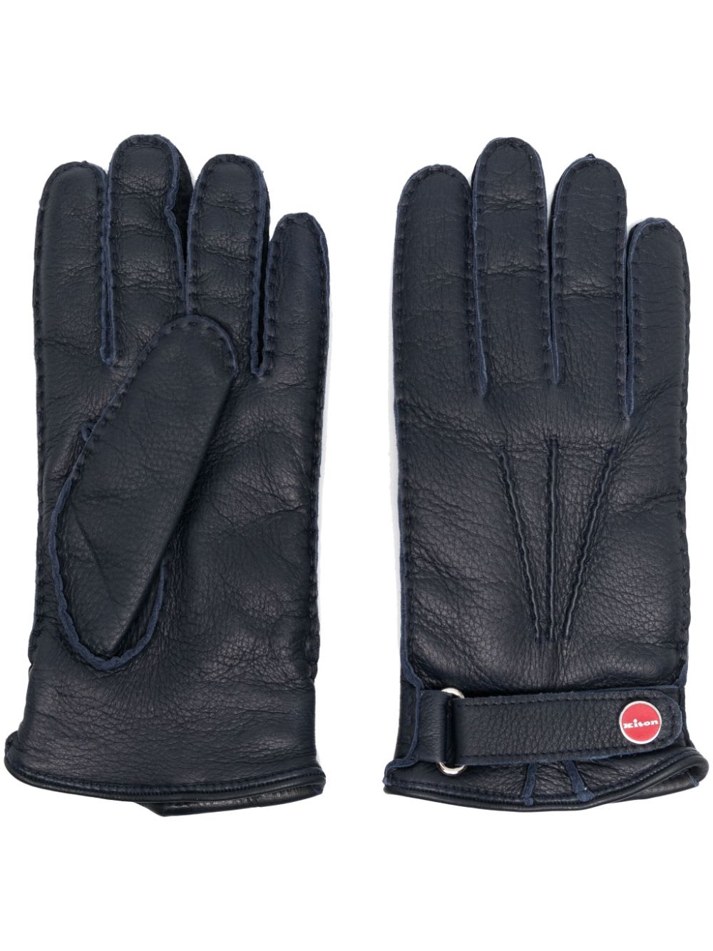 Kiton Men Leather Gloves In Blue