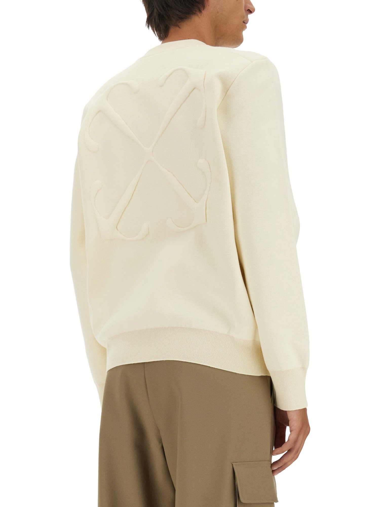 Off-white Sweatshirt With Logo In Bianco