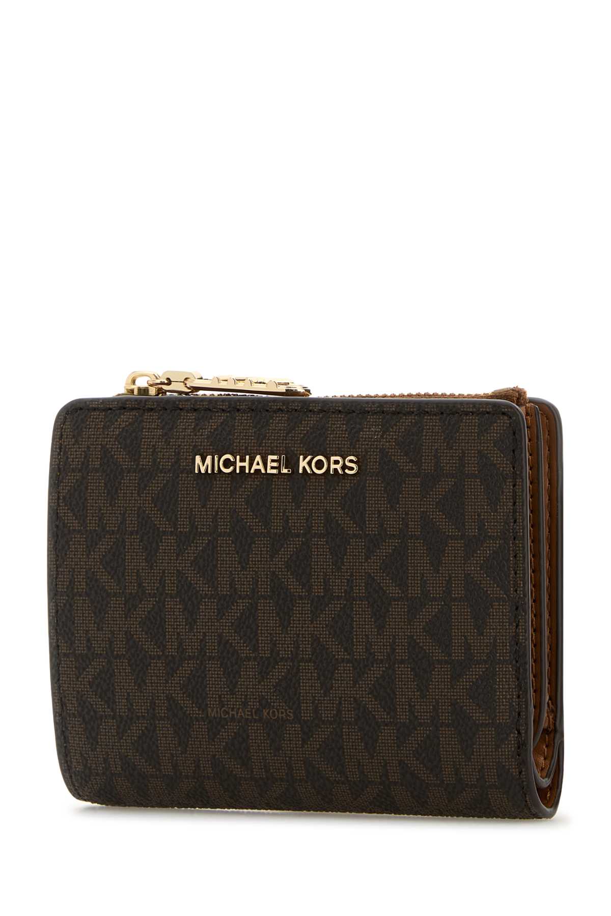 Michael Kors Printed Canvas Wallet In Brown