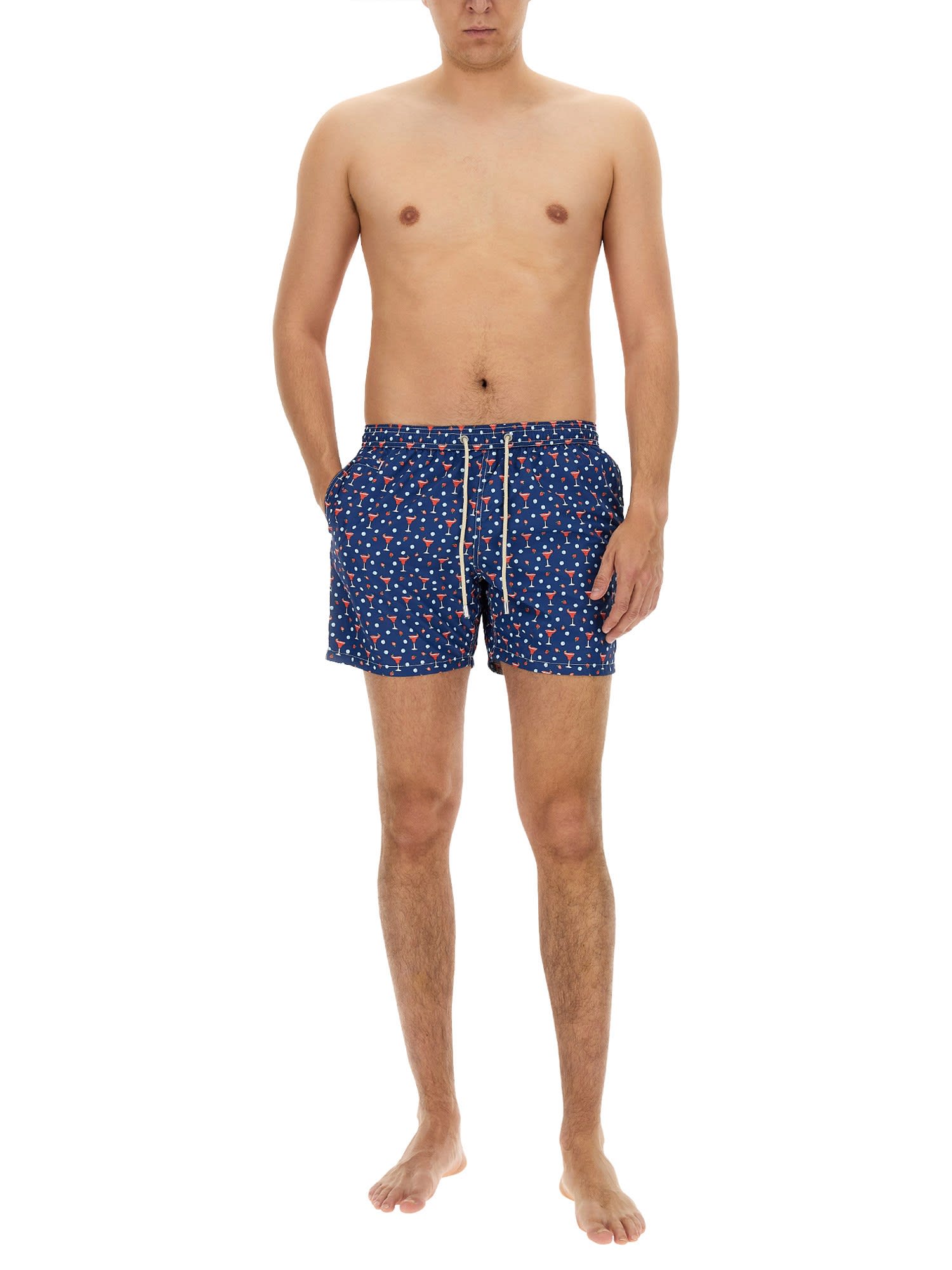 Shop Mc2 Saint Barth Daiquiri Strawberry Print Boxer Swimsuit In Blu