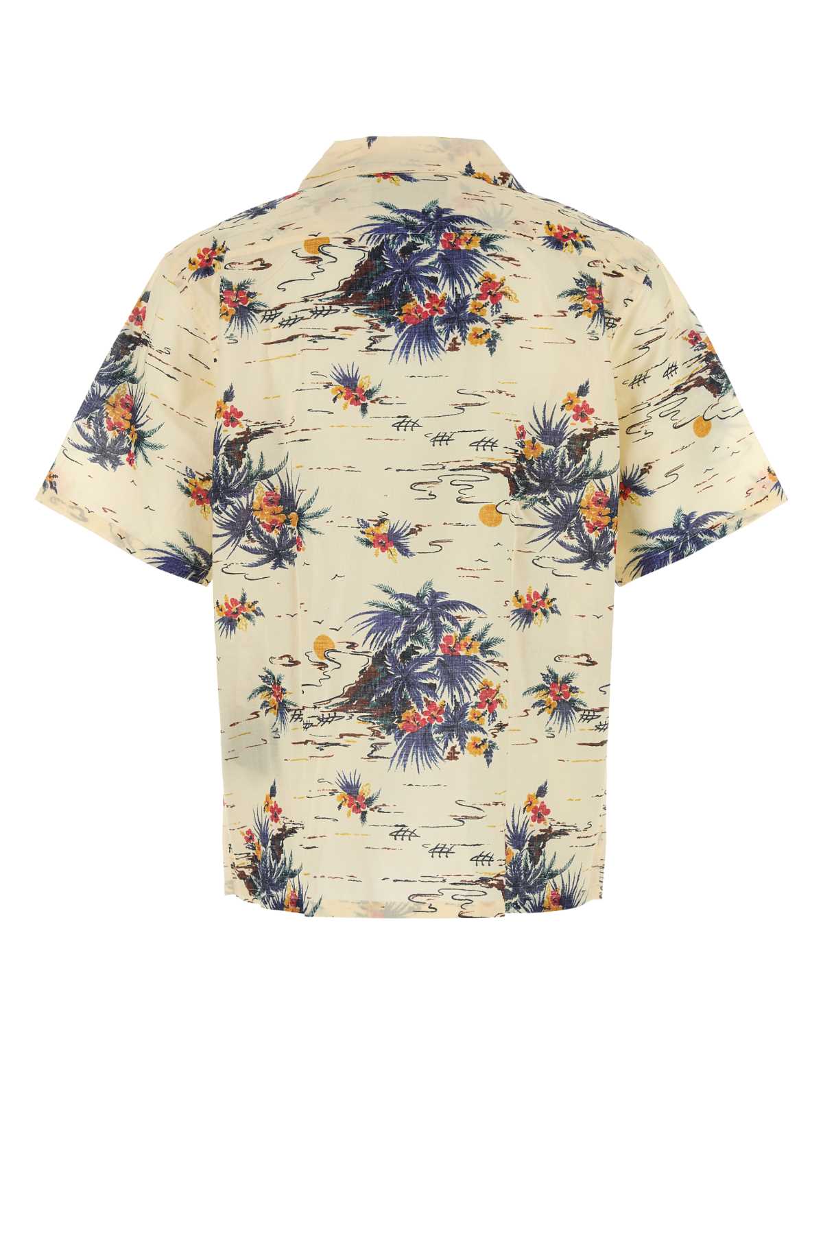Prada Mens Yellow Printed Short-sleeve Bowling Cotton Shirt In Neutral