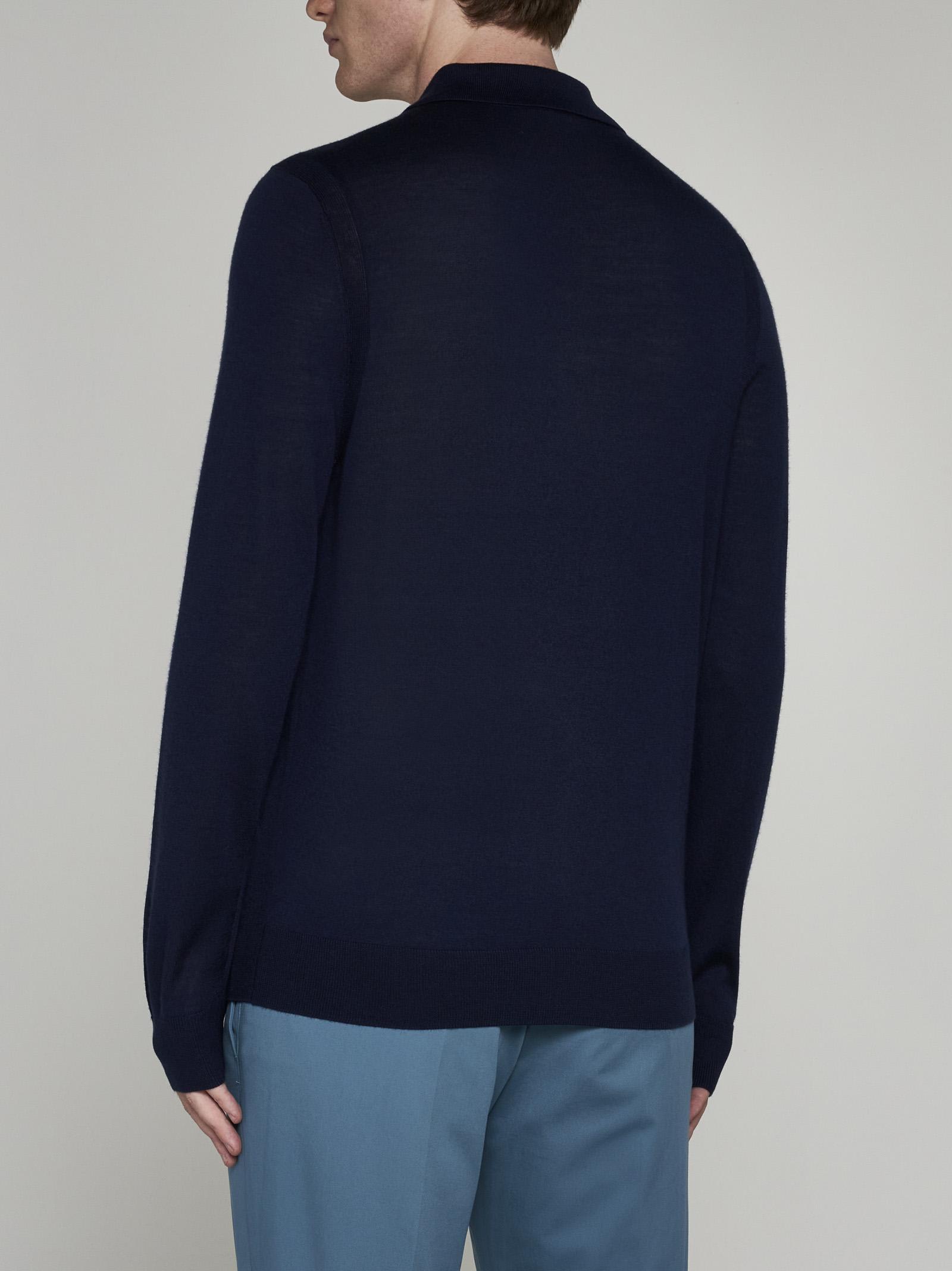 Shop Paul Smith Merino Wool Polo Sweater In Blue