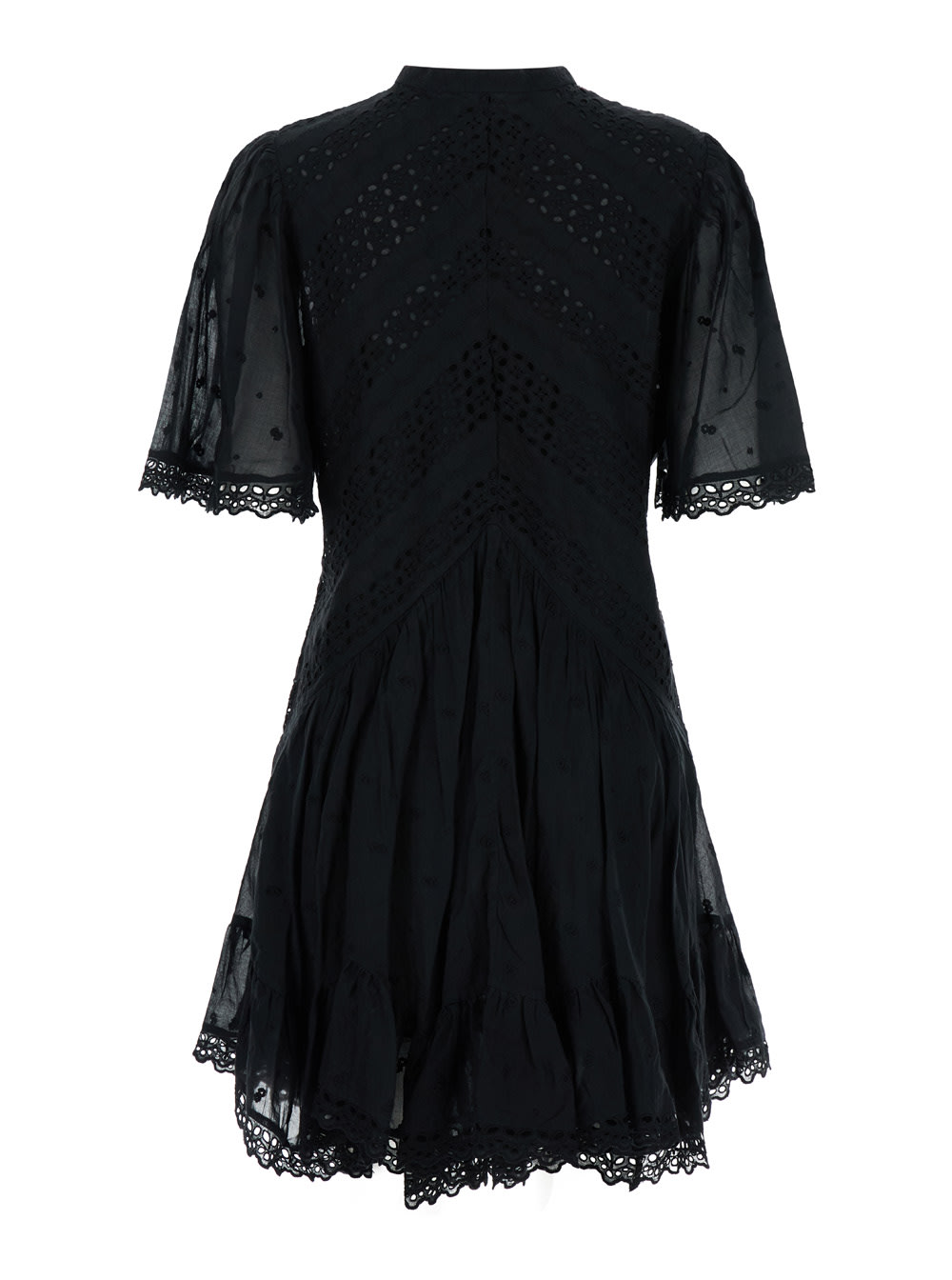 Shop Marant Etoile Black Embriodered Mini Dress In Cotton Woman
