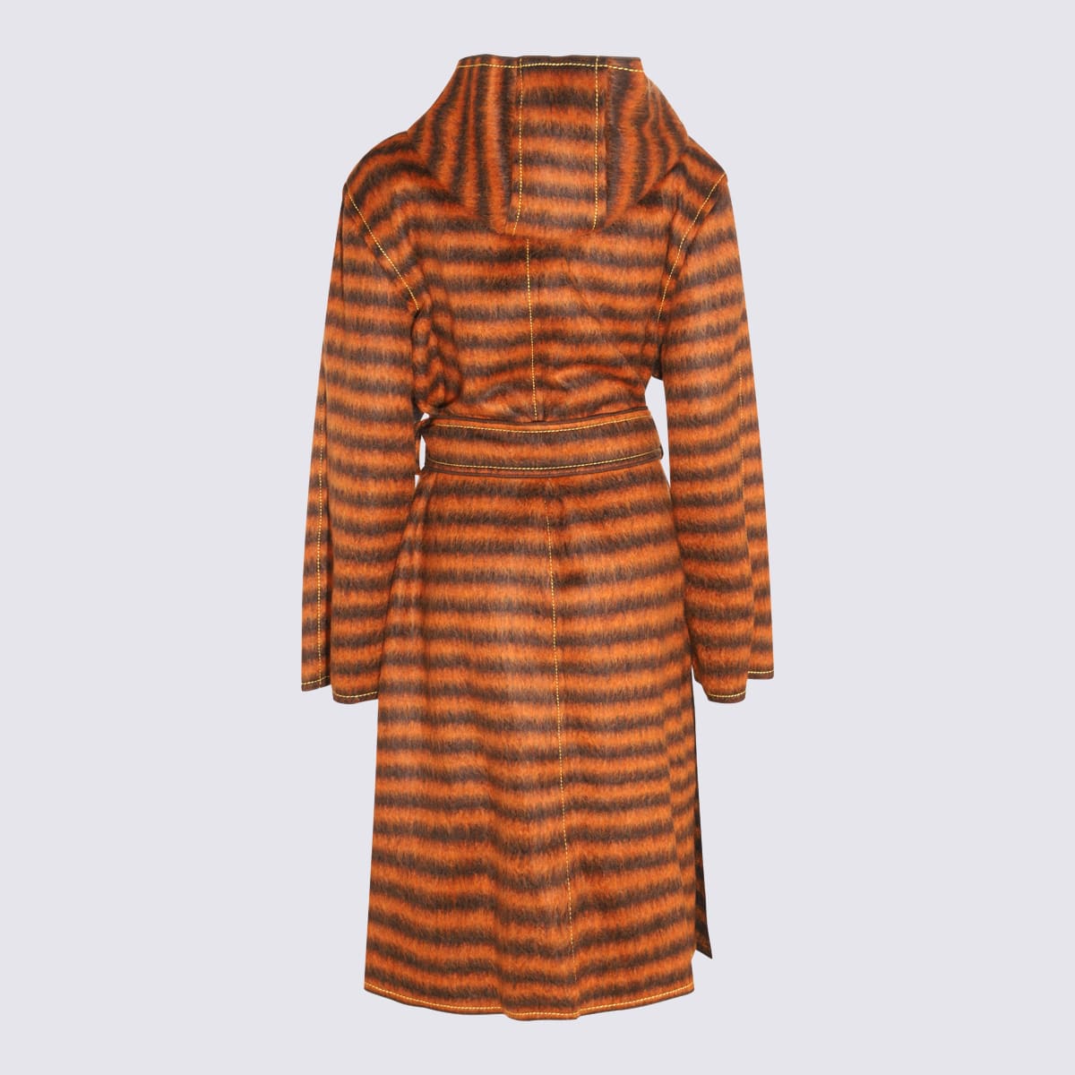 Shop Marni Orange Mohair And Virgin Wool Blend Stripe Coat