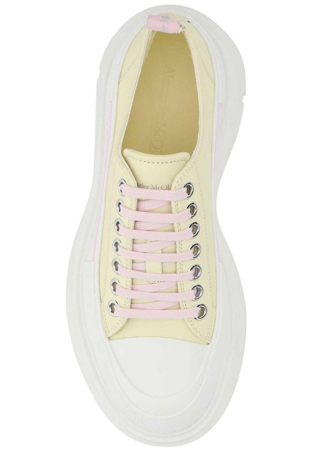 Alexander Mcqueen Pastel Yellow Leather Tread Slick Sneakers