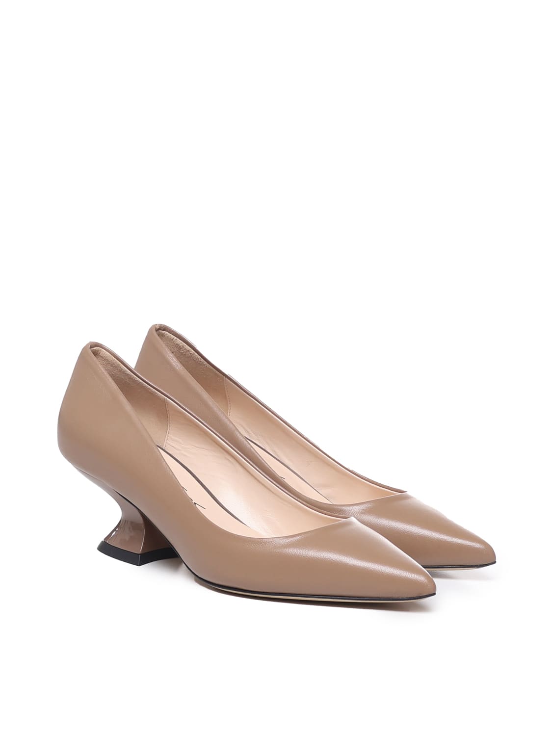 Shop Alchimia Leather Pumps With Wide Heel In Nude