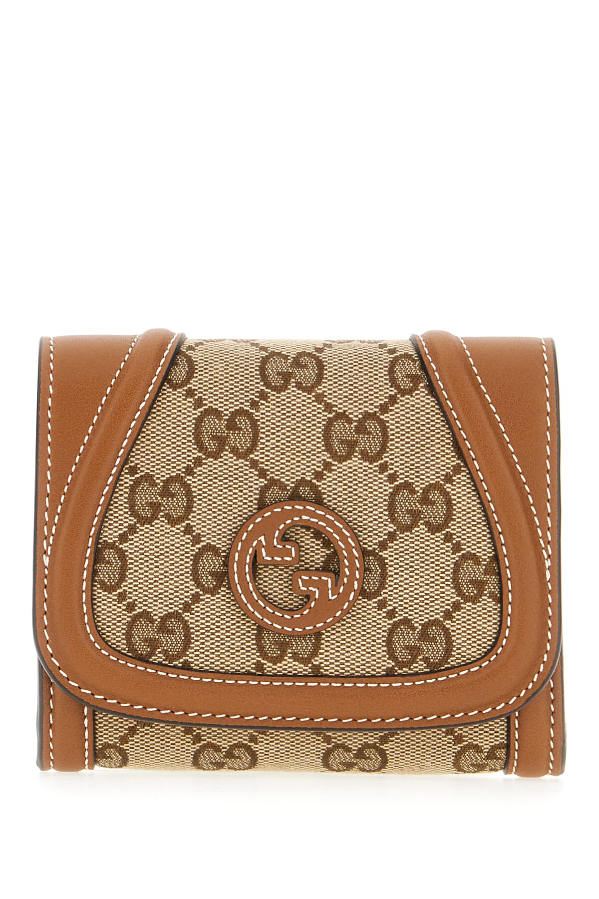 Leather And Gg Fabric Wallet