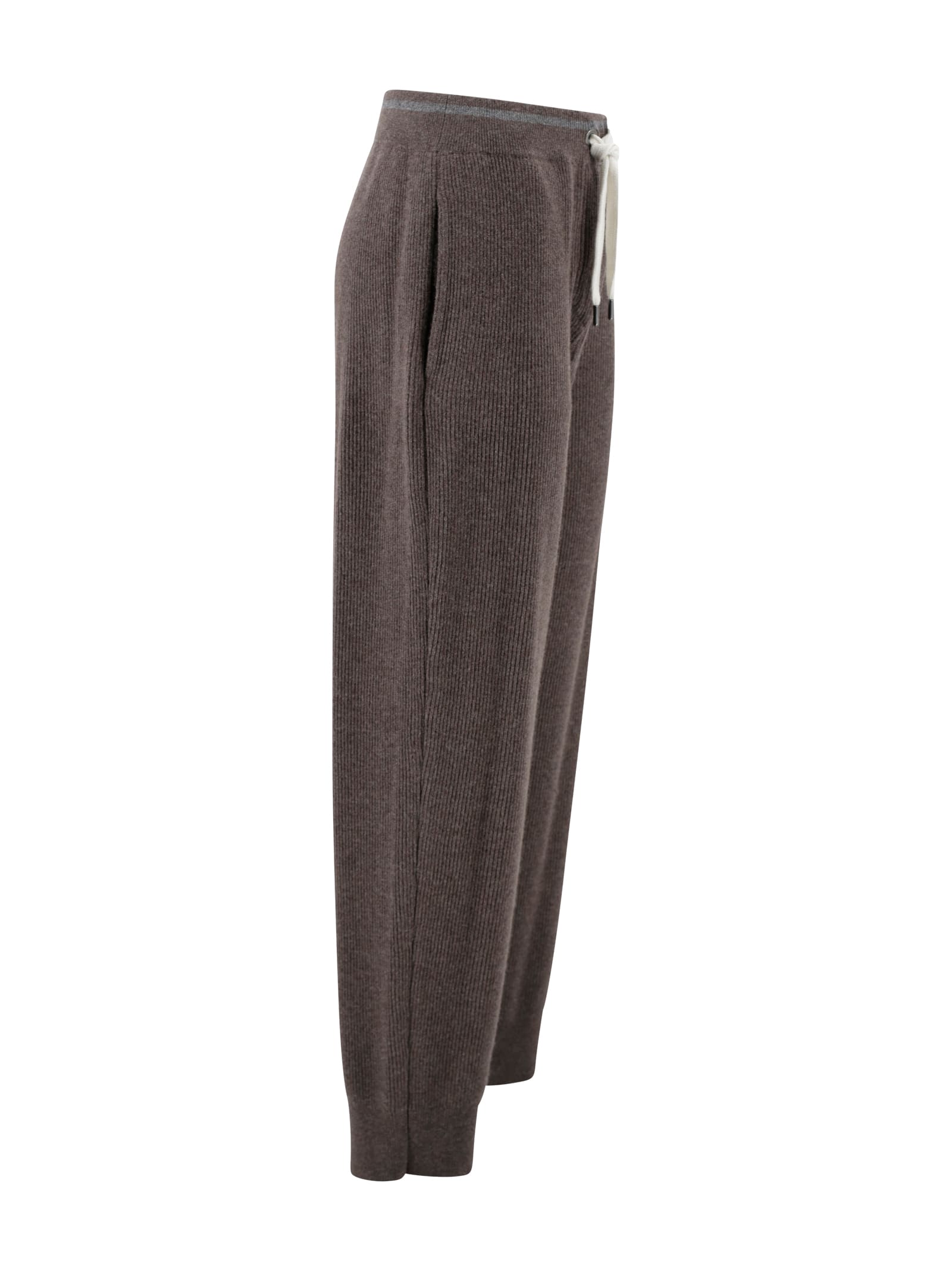 Brunello Cucinelli Wool And Cashmere Straight Trousers In Brown
