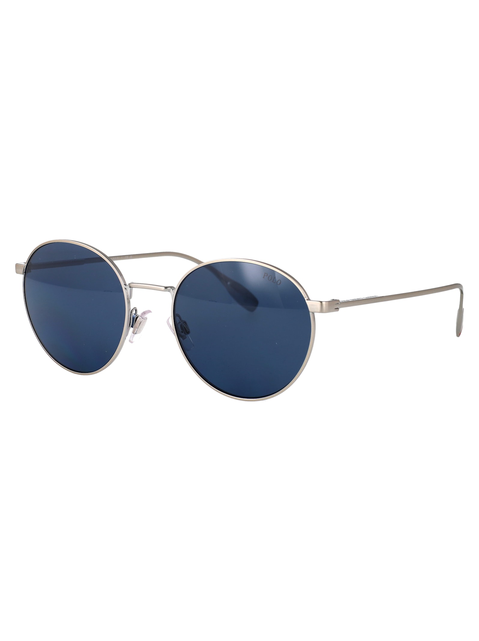 Polo Ralph Lauren Grigio Trasparente Lucido Metal Sunglasses In Blue