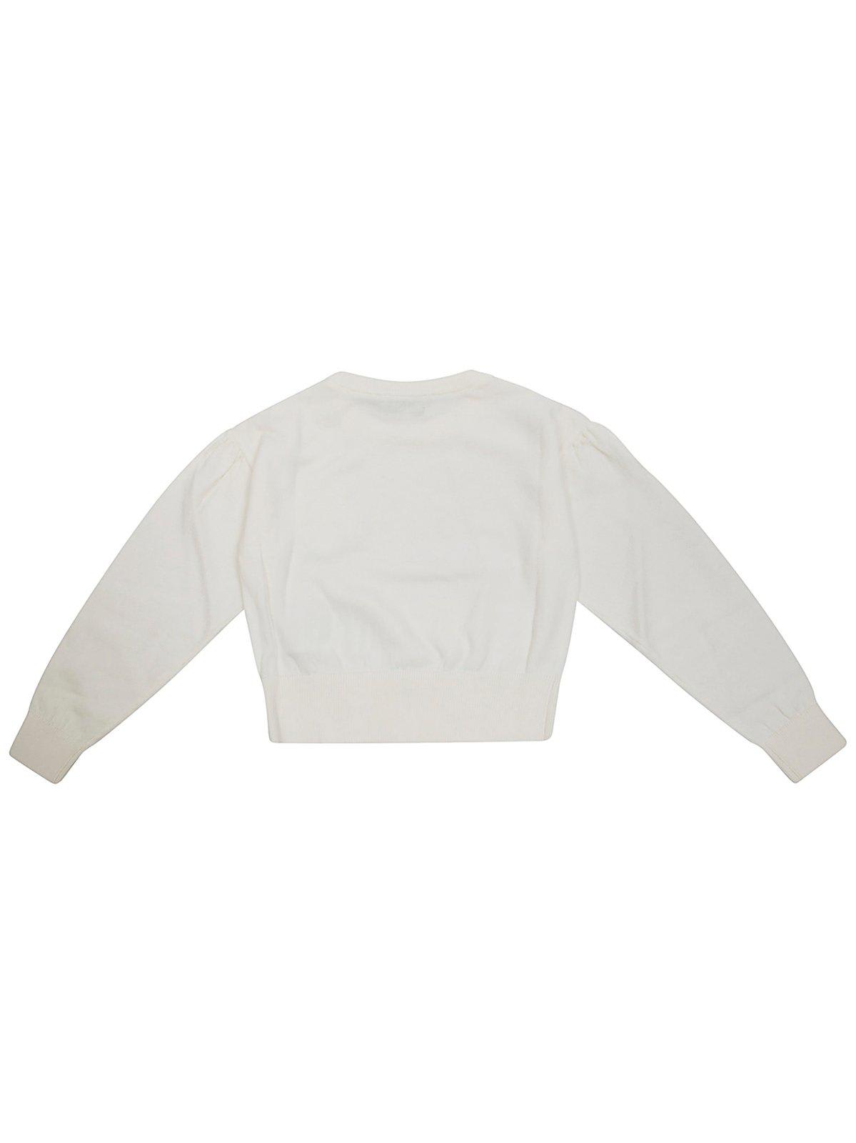 Moschino Teddy Bear Patch Crewneck Jumper In White