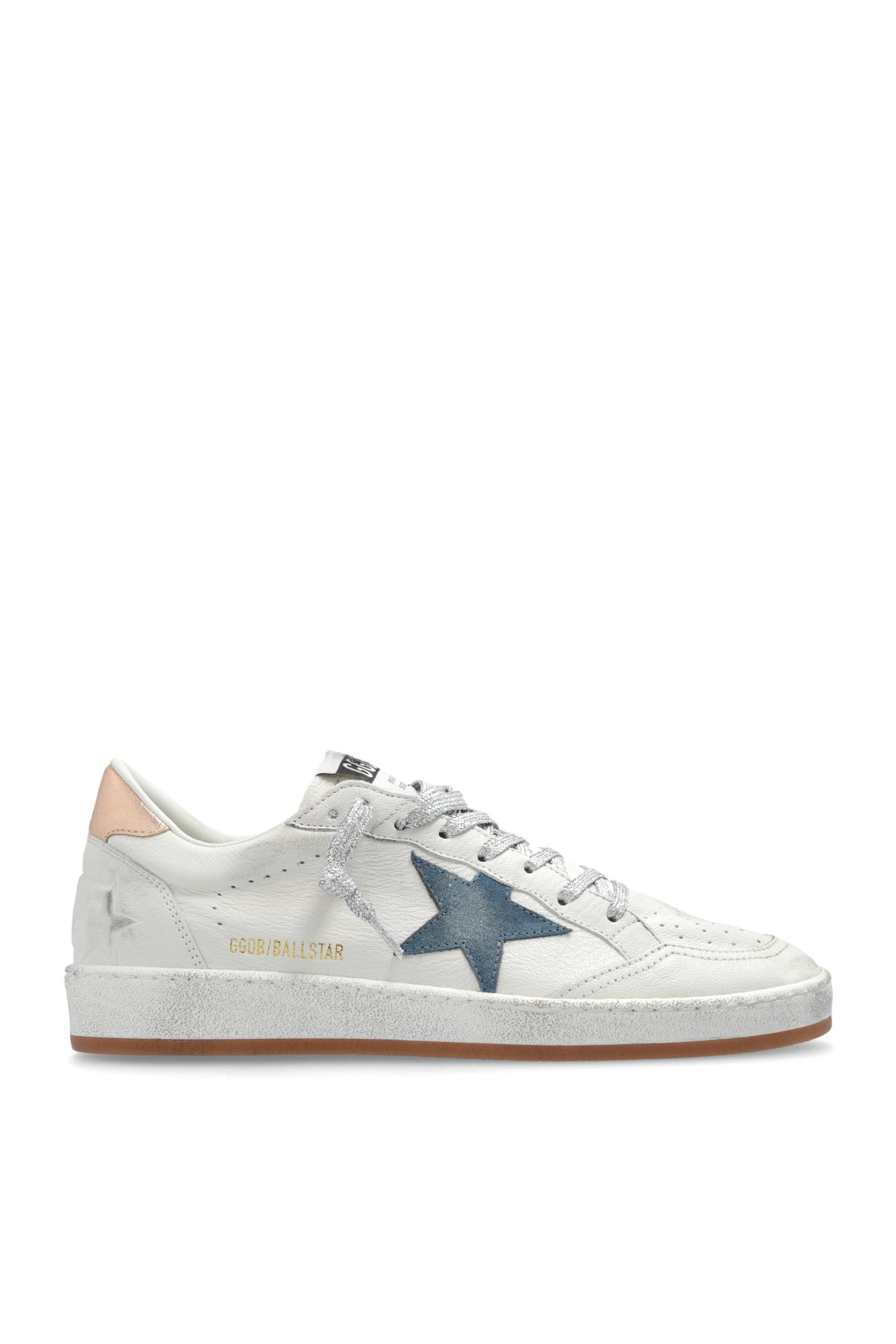 Shop Golden Goose Ball Star Sneakers In White/smoke Blue/peach