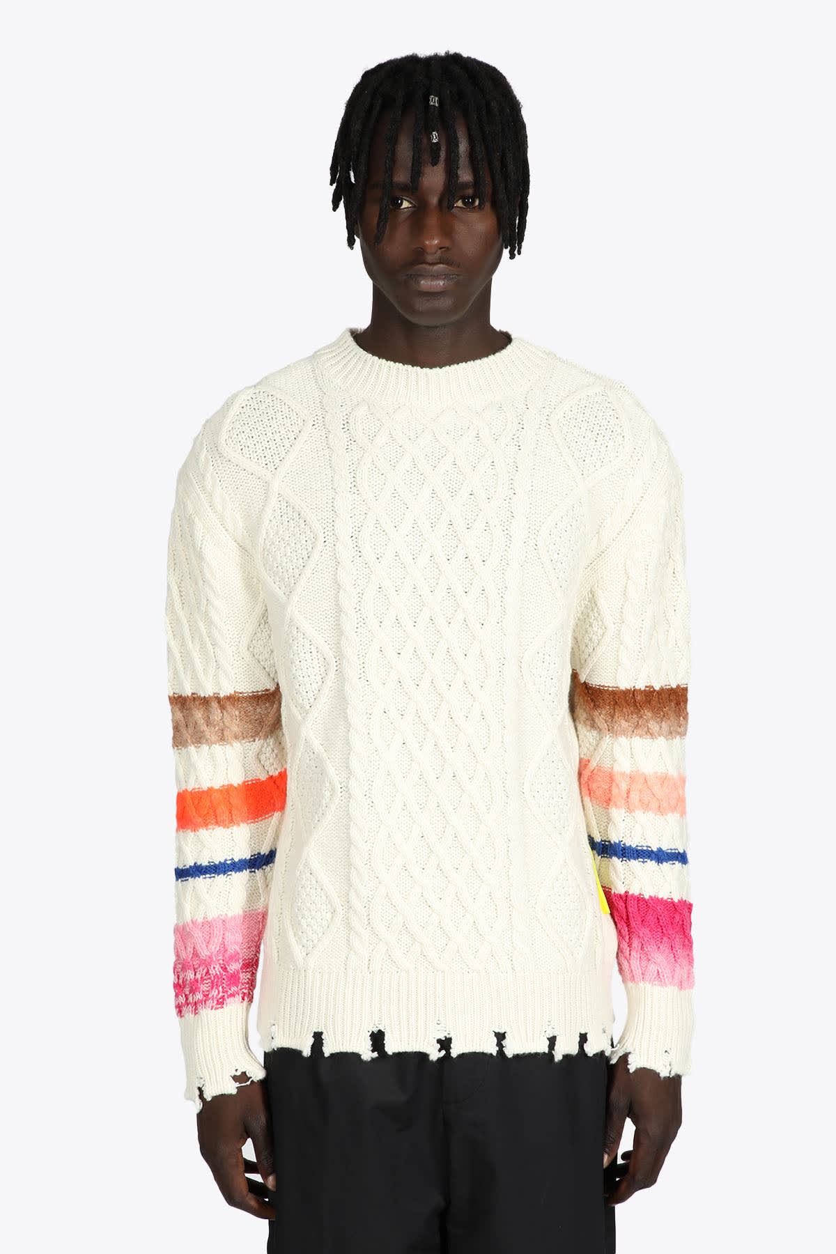 Barrow Sweater Unisex Off-white cable knit sweater with smile