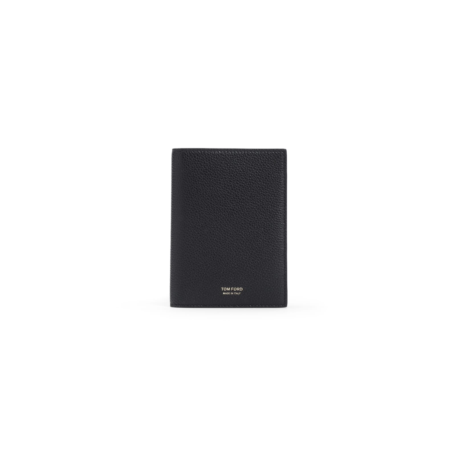 Tom Ford Black Calf Leather Passport Holder In Black