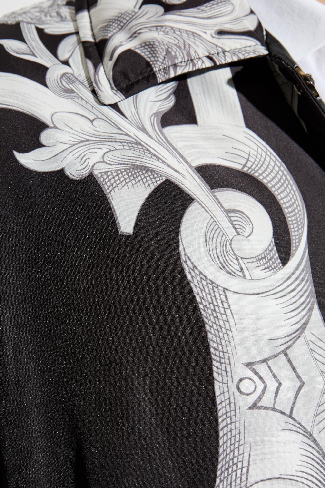 Versace Printed Drawstring Hem Jacket In Multi