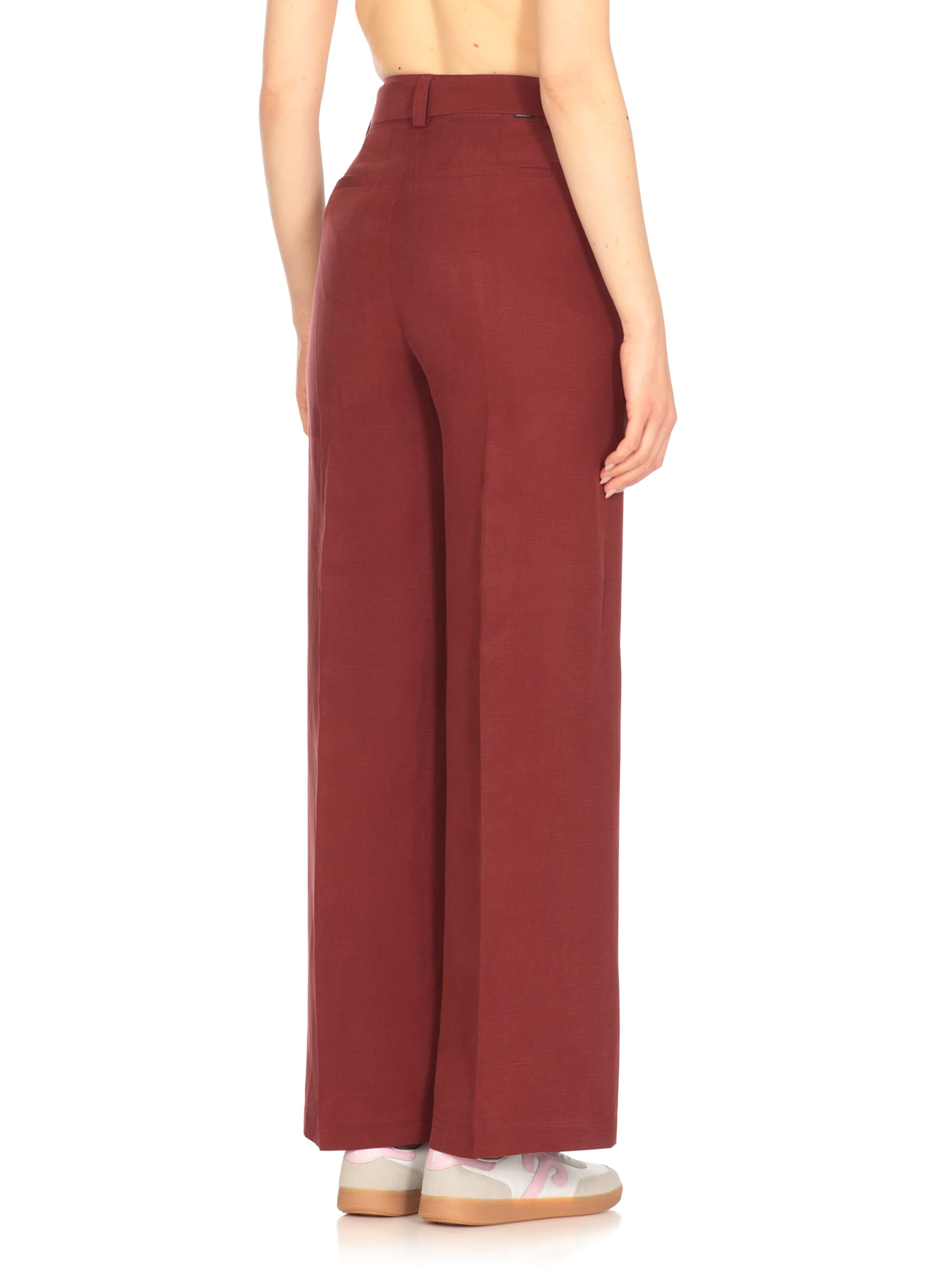 Woolrich Linen And Viscose Pants In Brown