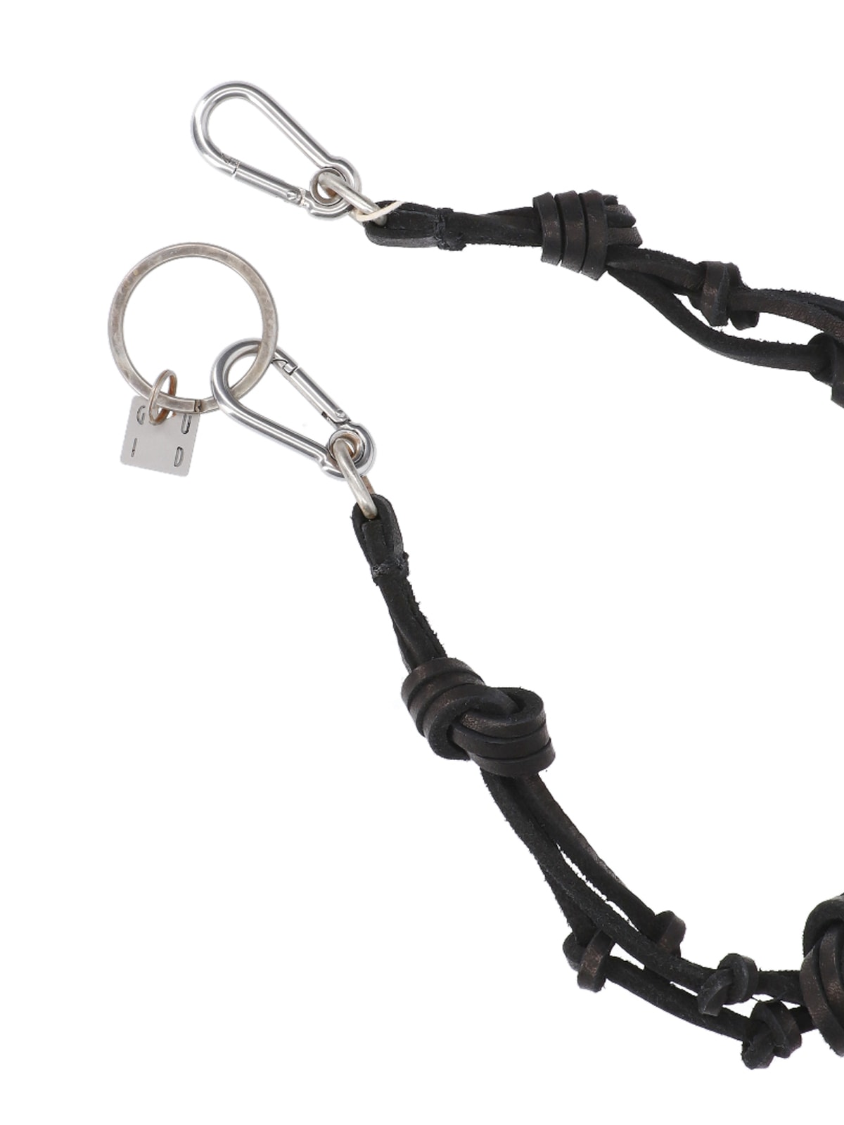 Shop Guidi Knotted Keyring In Black