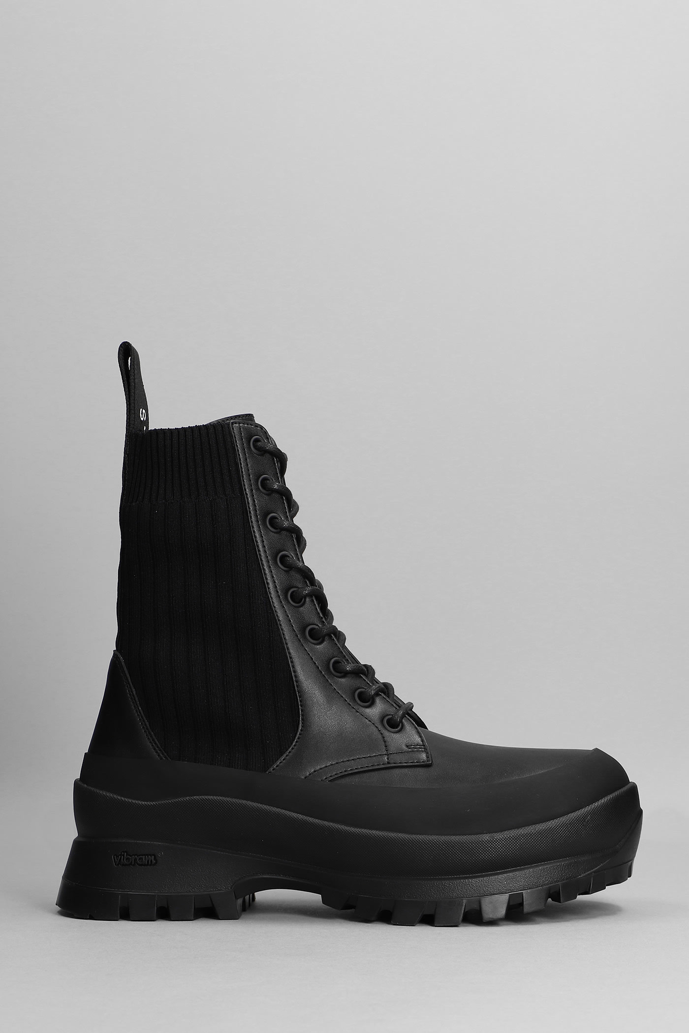 Stella McCartney Trace Sport Combat Boots In Black Faux Leather